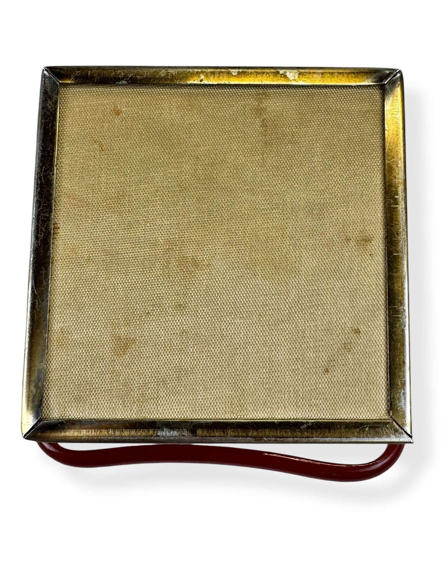 Botton view of 1950s Small Lucite and Brass Box Purse