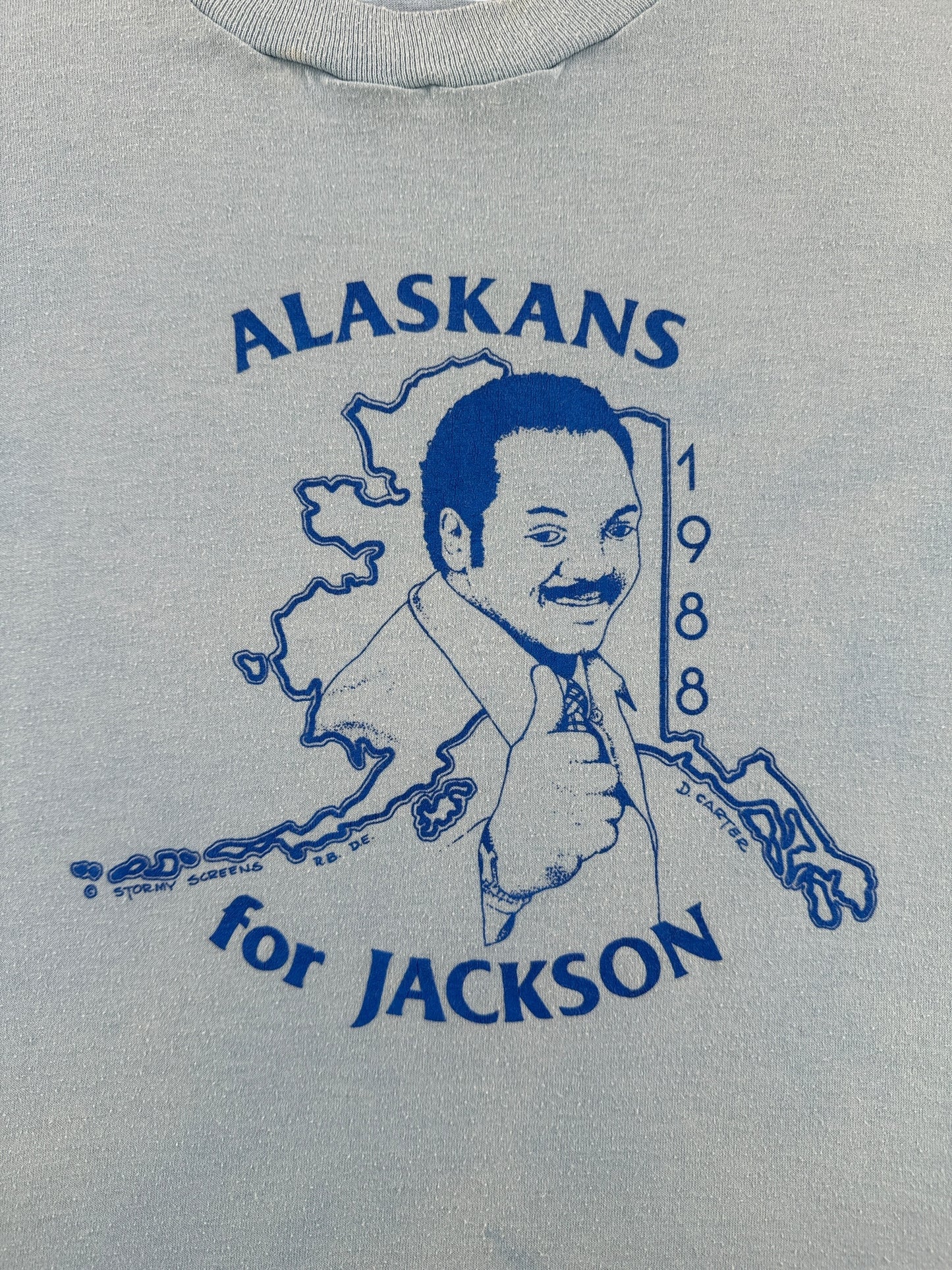 Graphic of Vintage 1988 Alaskans For Jesse Jackson Tee SZ XL