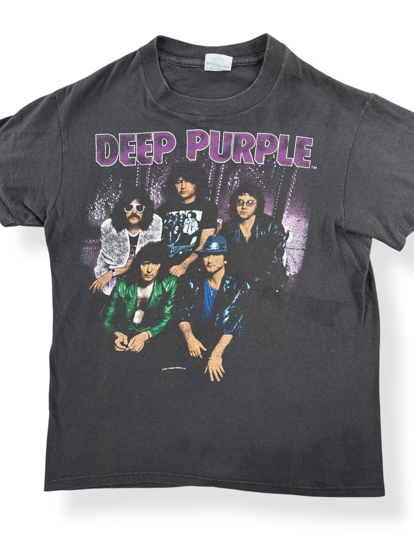 Front Close Up of Vintage '87 Deep Purple Tee SZ XS