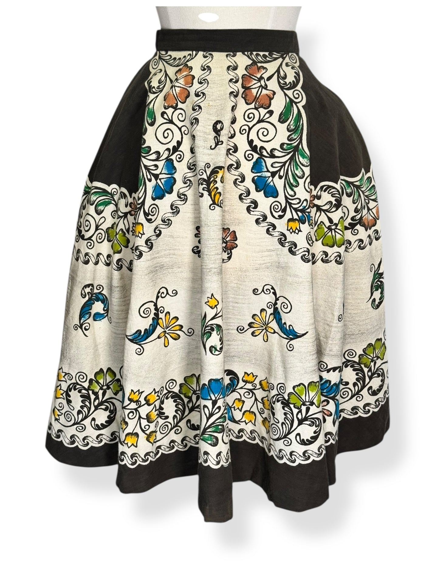 Back view f 1950s Mexican Novelty Skirt M-L