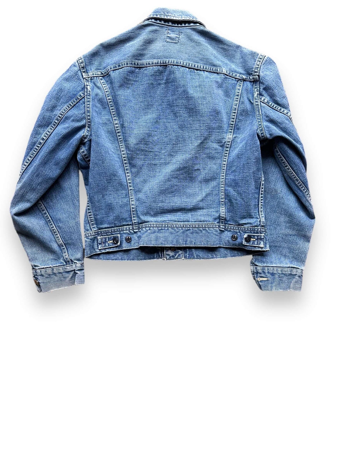 Rear View of Vintage Lee 101-J Denim Jacket SZ 42 | Vintage Denim Workwear Seattle | Seattle Vintage Denim