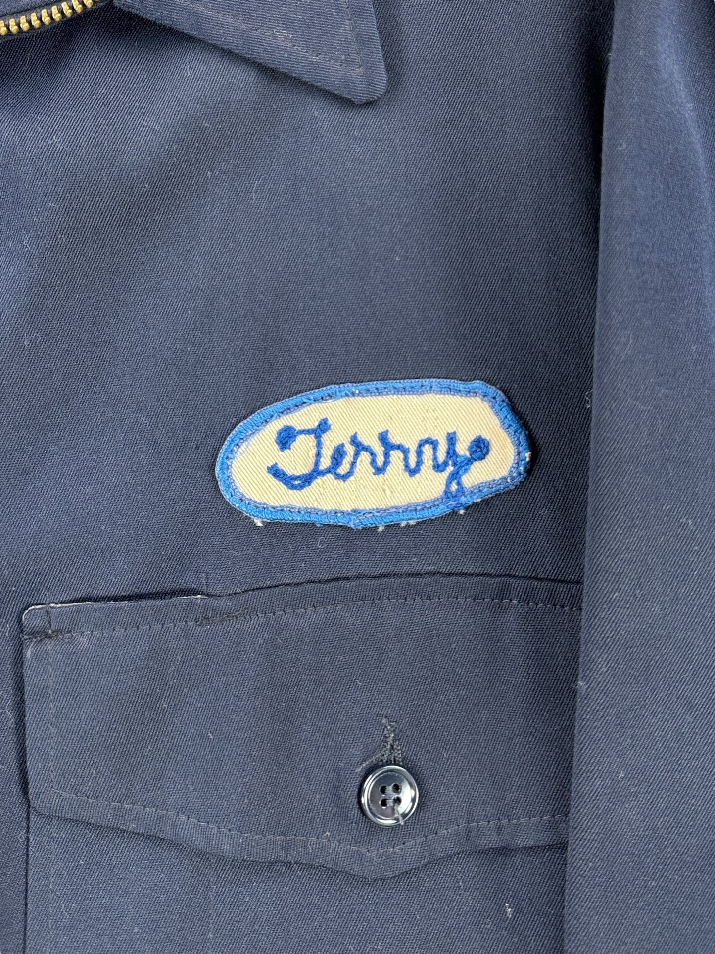 Patch on Vintage Terry Gabardine Gas Station Jacket SZ 42