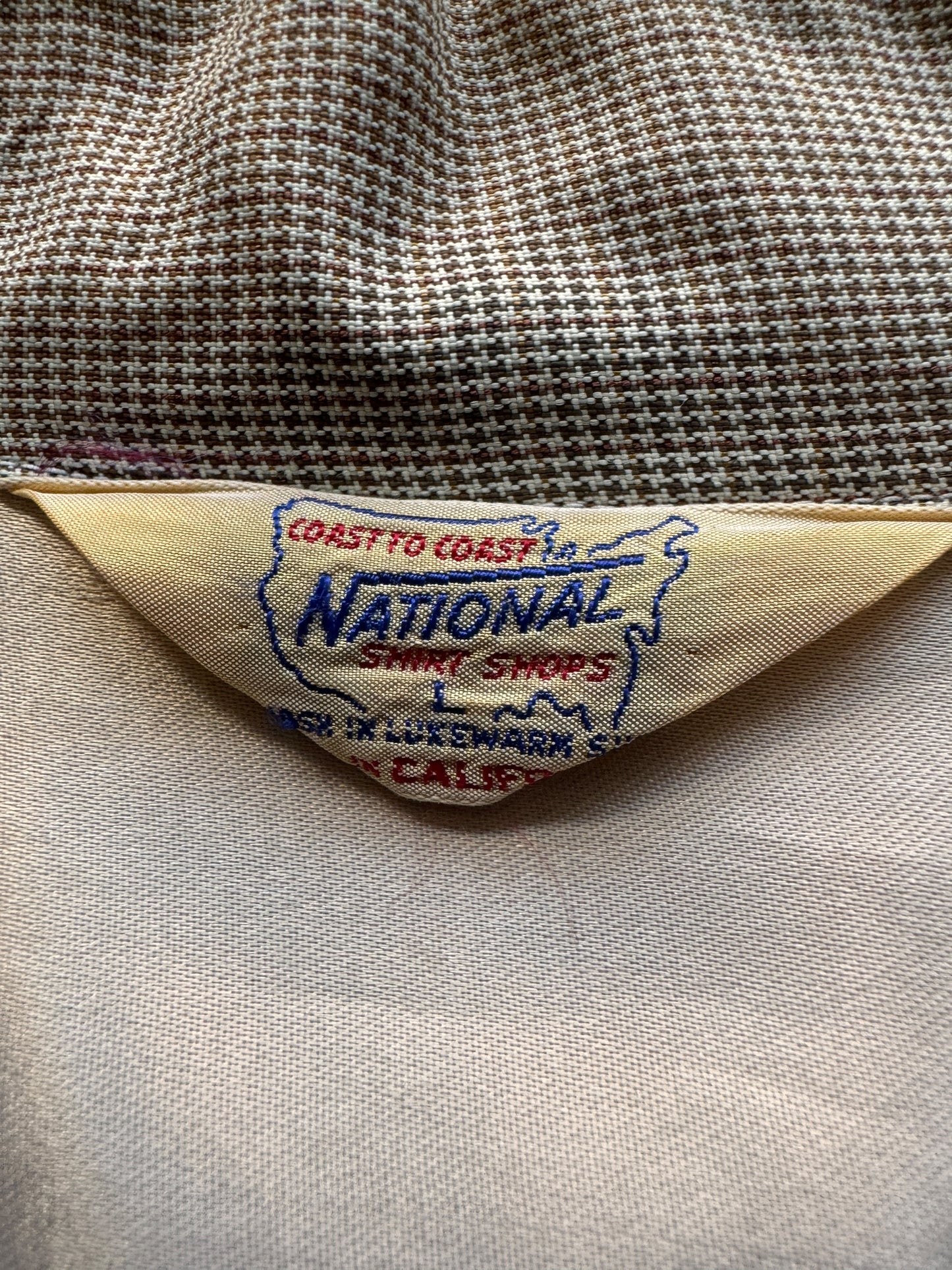 Vintage National Shirt Shops Loop Collar Gabardine Shirt SZ L