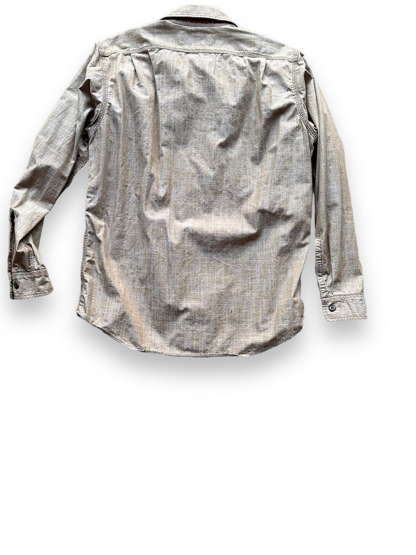 Rear View of Filson Brown Chambray CPO Shirt SZ M |  Barn Owl Vintage Goods | Filson Bargain Outlet Seattle