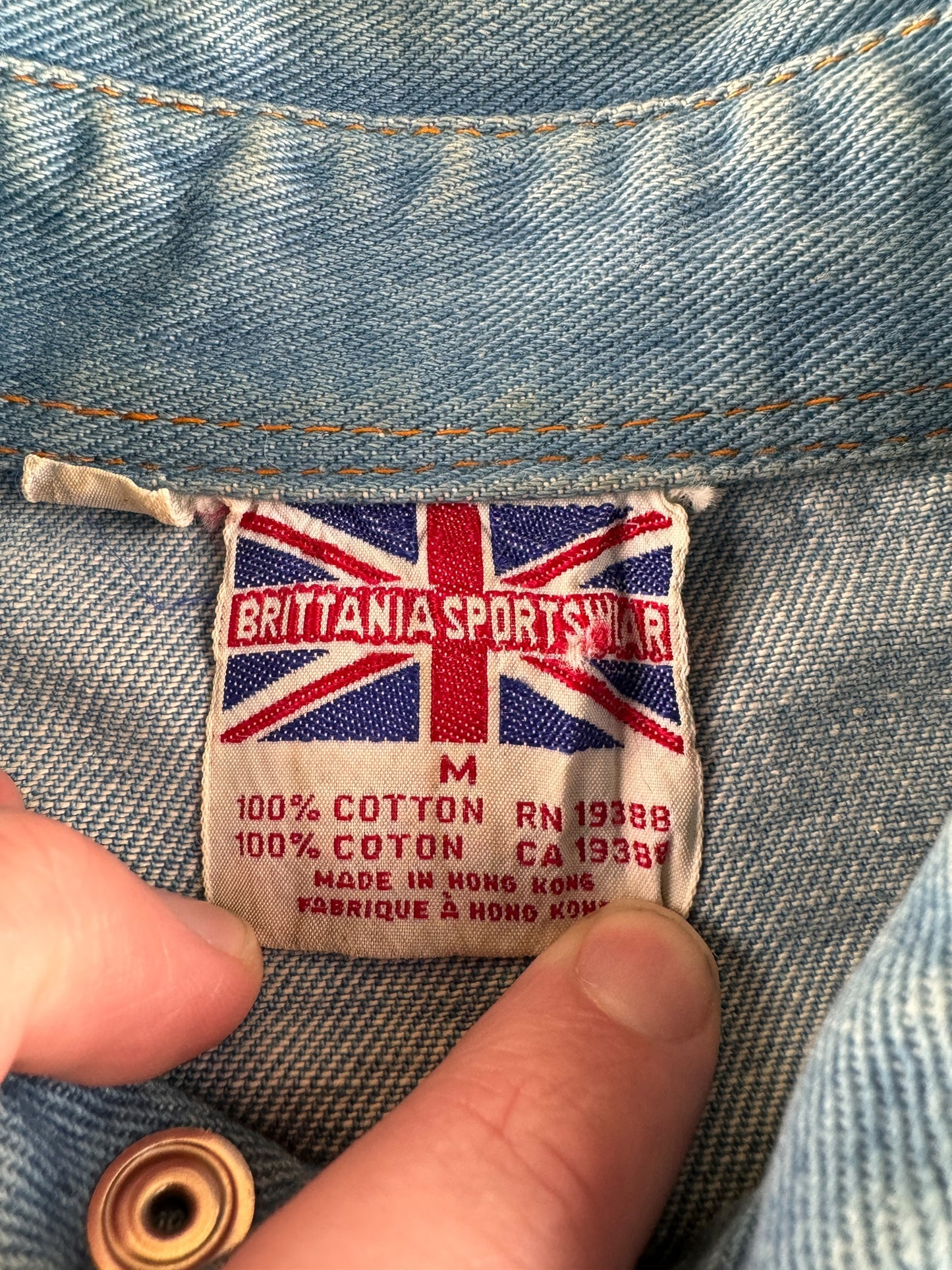Tag on Vintage Brittania Sport Denim Shirt SZ M