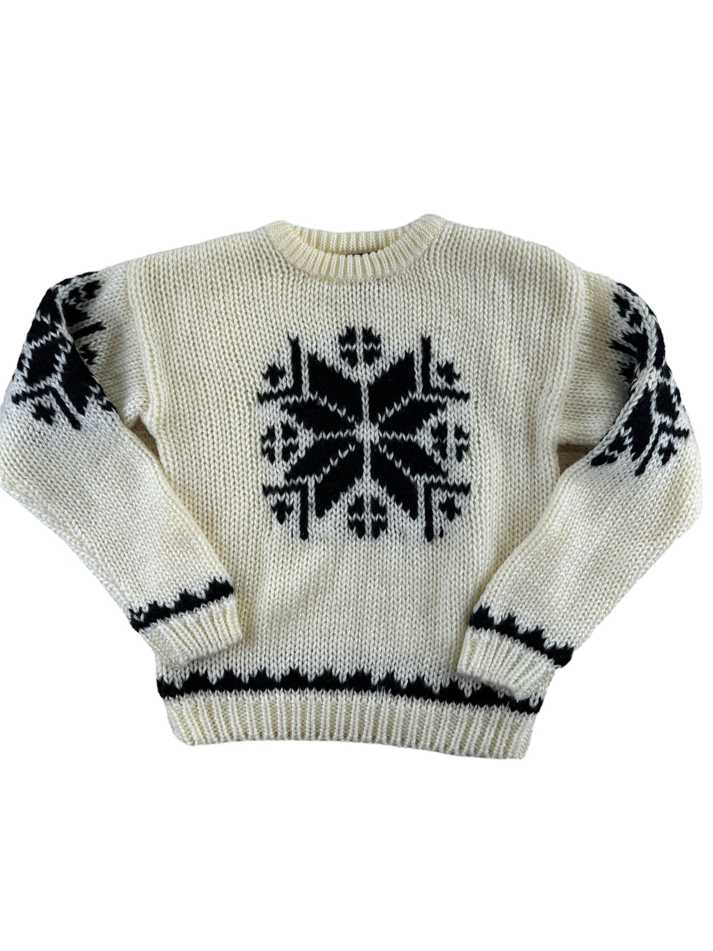 Front view of 1980s Snowflake Sweater L