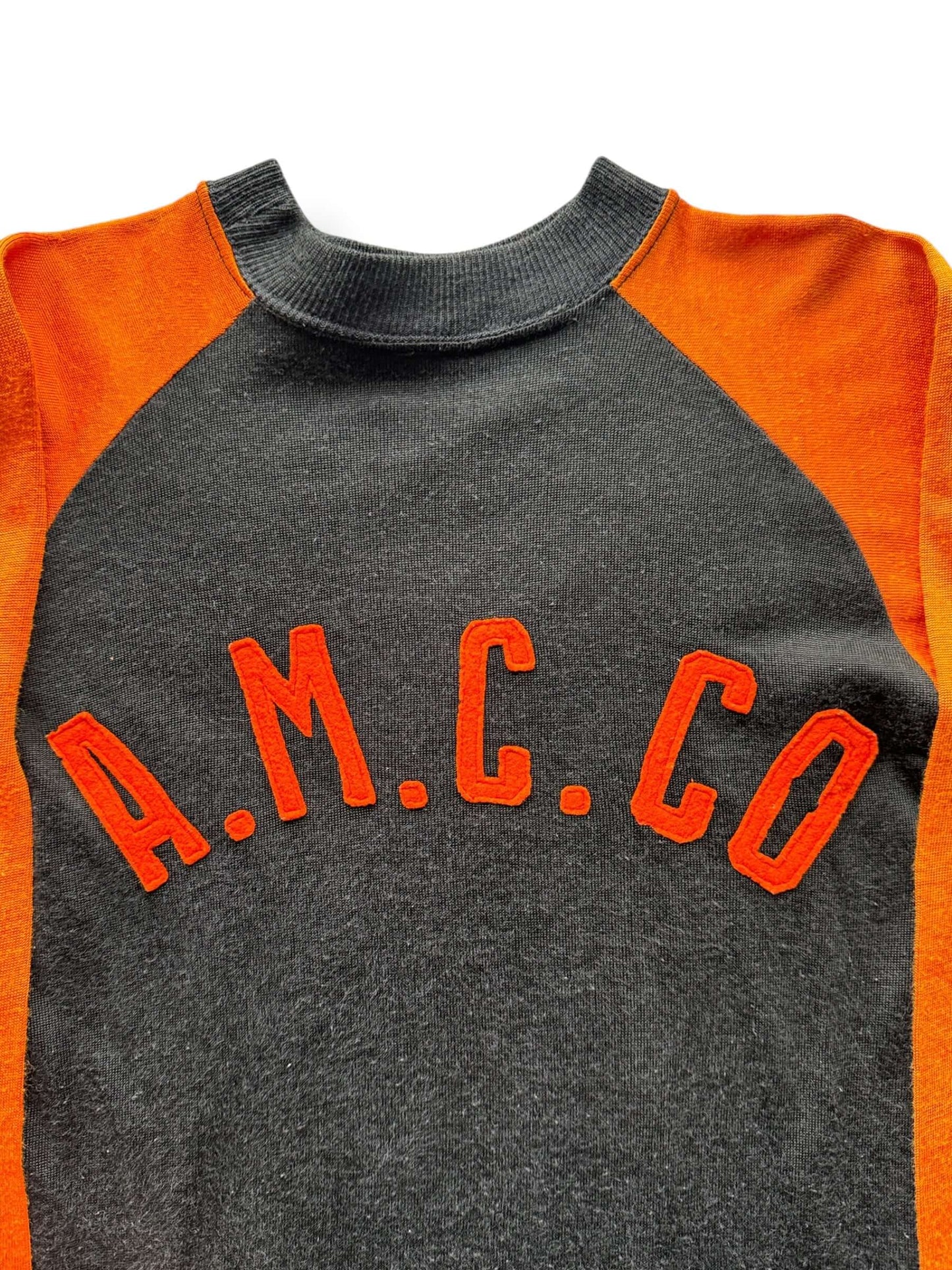 Front Close Up of Vintage A.M.C.C.O. Durene Raglan SZ XS