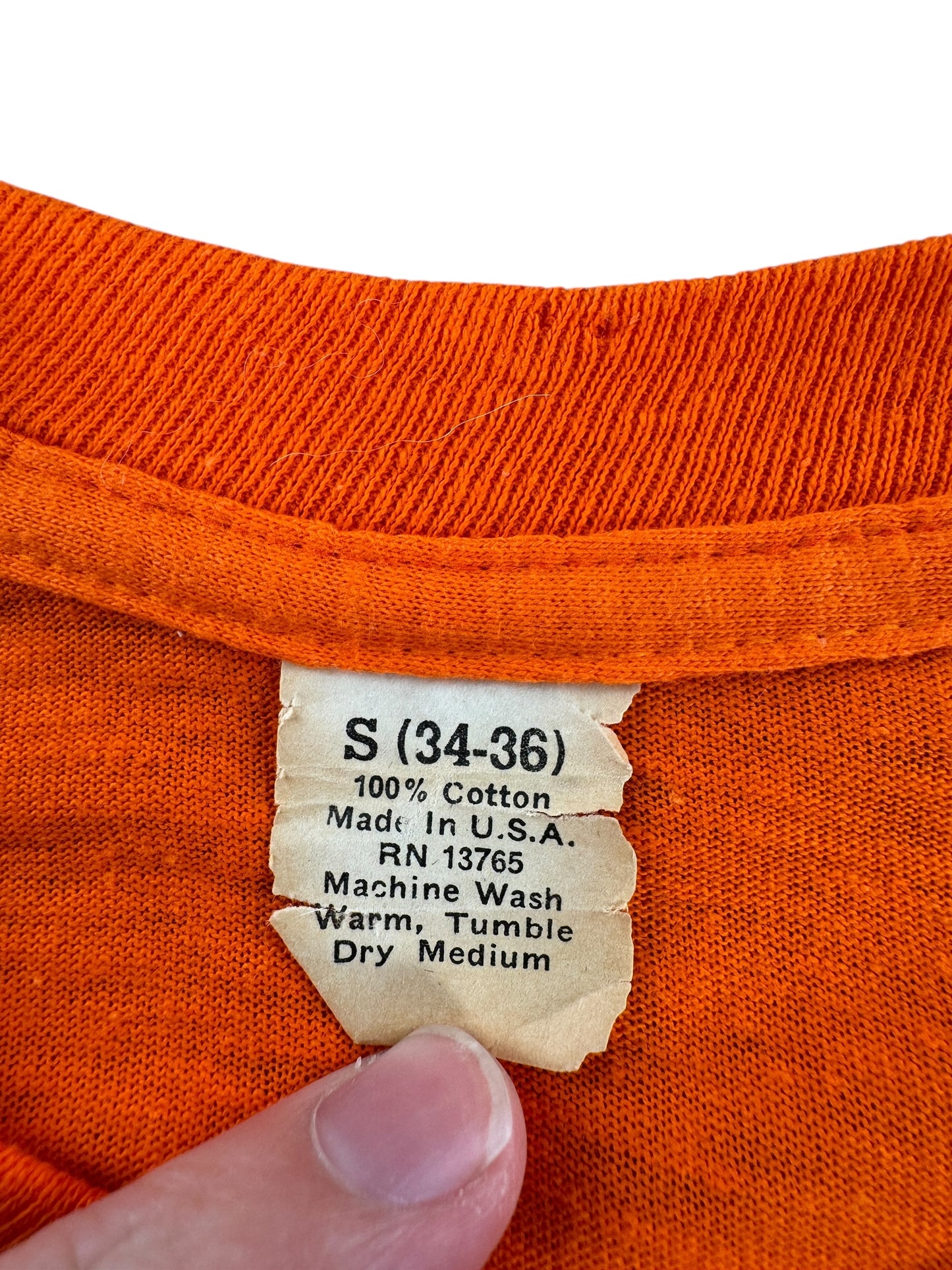 Tag on Vintage 1975 Orange Art Tee SZ XS