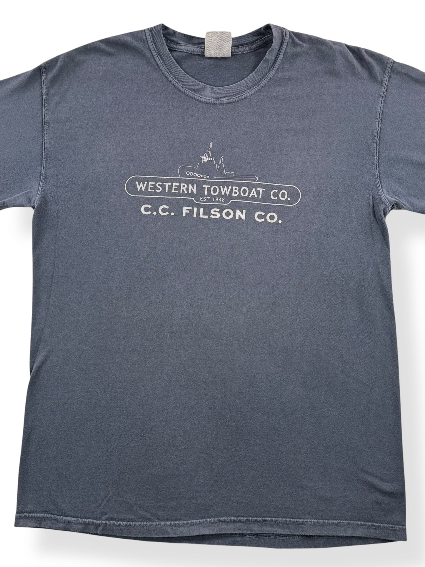 Front Close Up of Modern Filson Western Towboat Tee SZ M