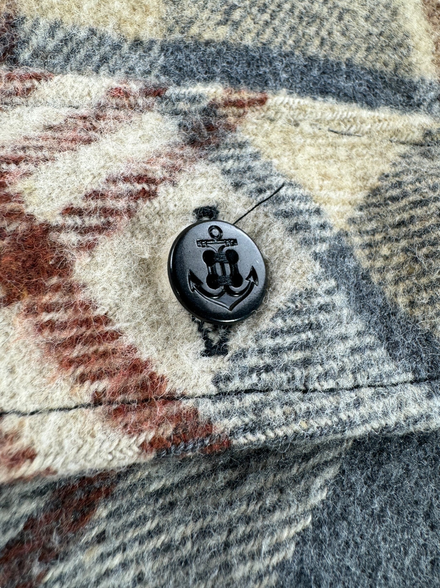 Anchor Button on Vintage Penney's CPO Flannel Jac-Shirt SZ L