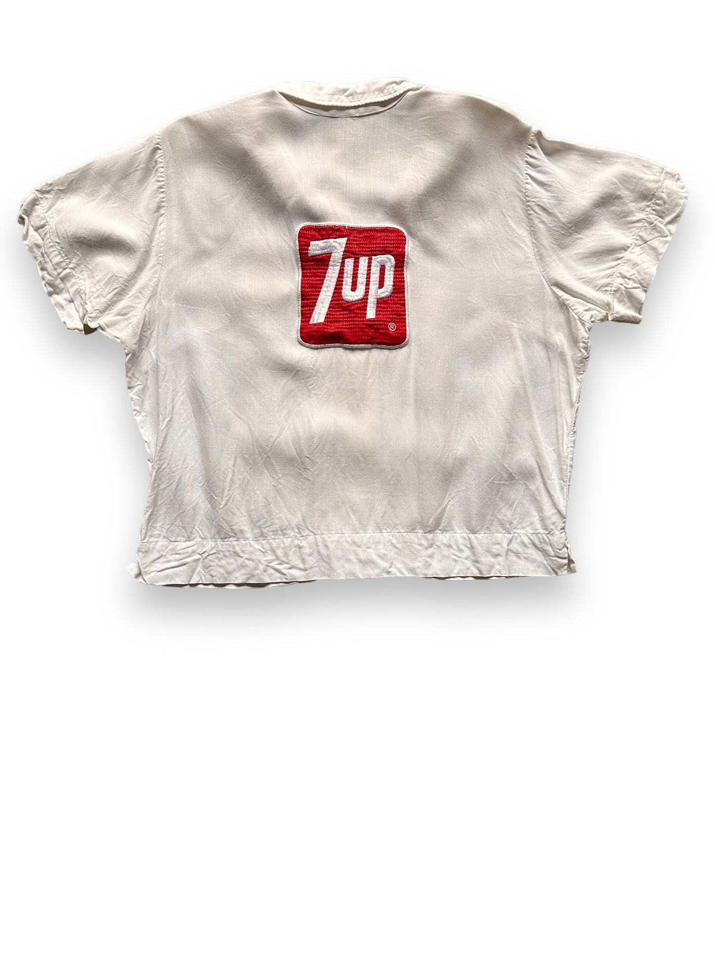 back of Vintage 7UP Ladies Delivery Driver Shirt SZ M | Vintage Bowling Shirt Seattle | Barn Owl Vintage Seattle