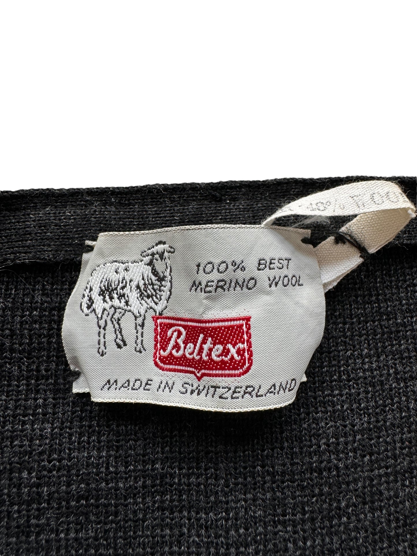 Tag on Vintage Beltex Merino Wool/Suede Pullover SZ L