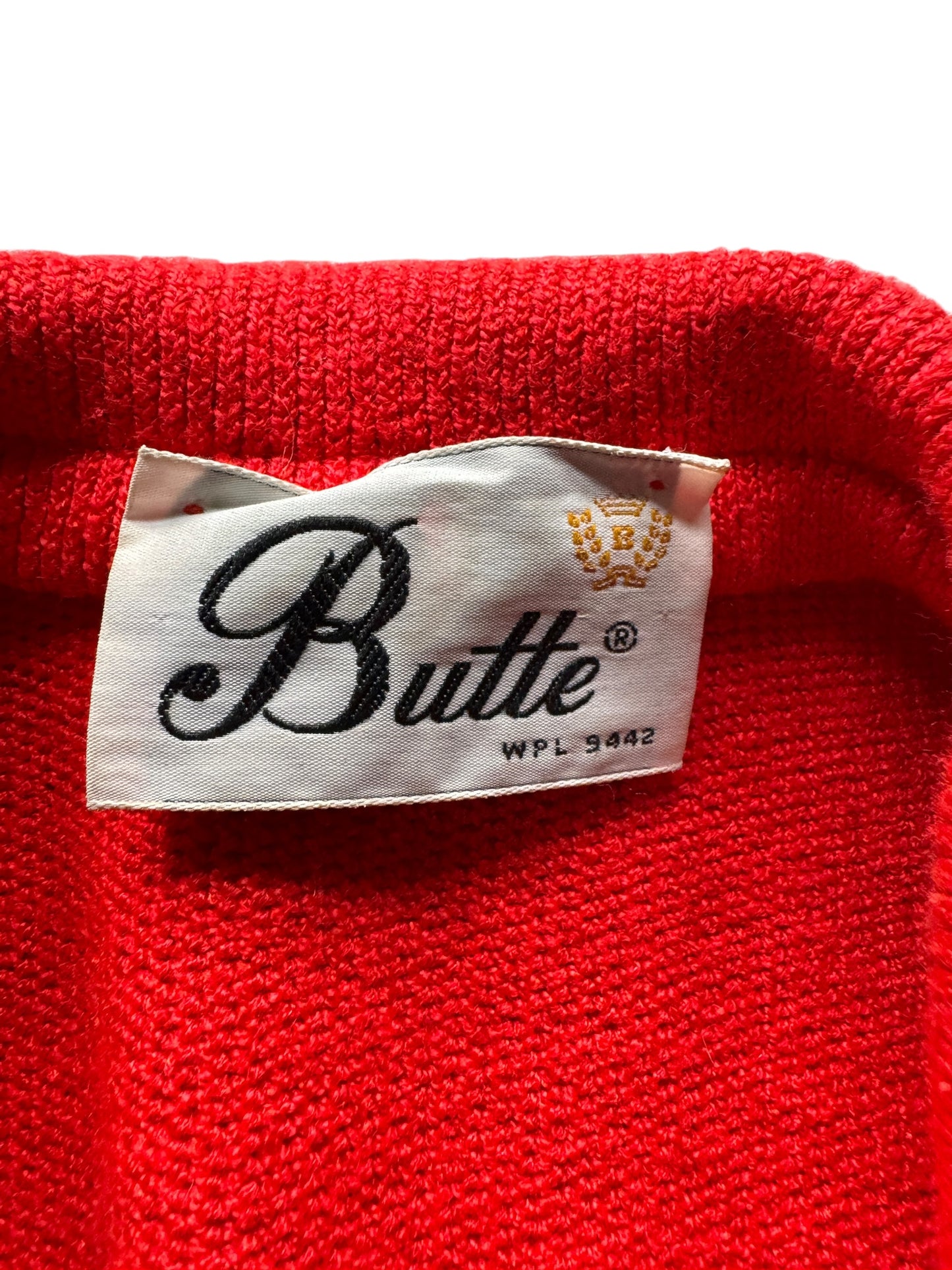 Tag of Vintage Ladies Butte Red Knit Blazer Top SZ S