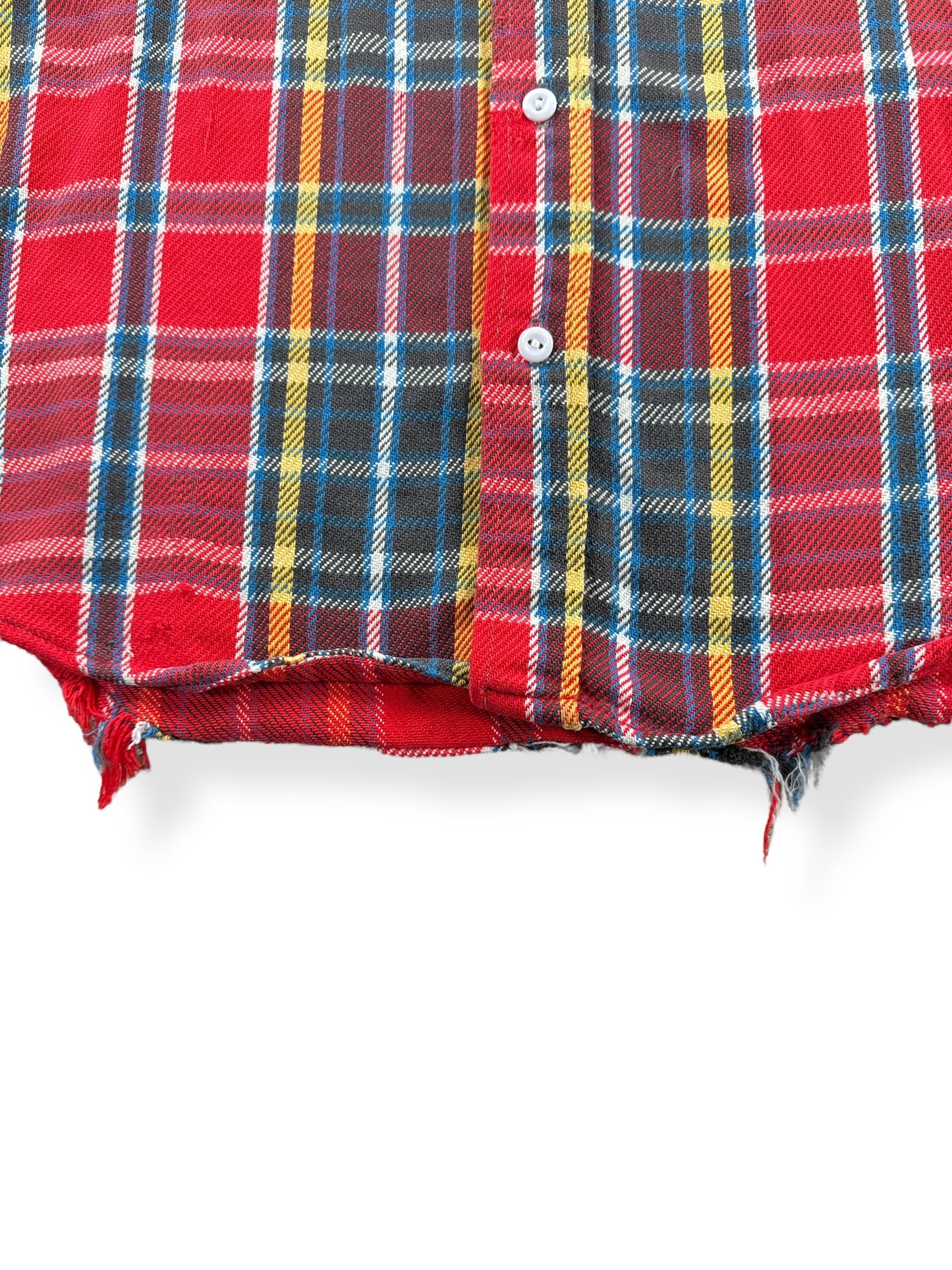 Distressing on Vintage Big Mac Red Plaid Cotton Flannel SZ L