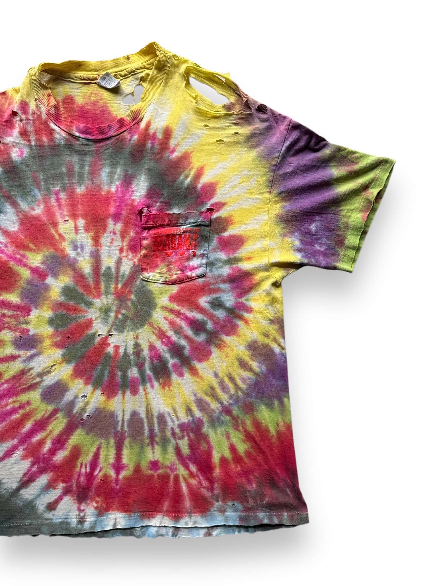 front left of Vintage Destroyed Radio Free Alabama Tie-Dye Tee SZ XL