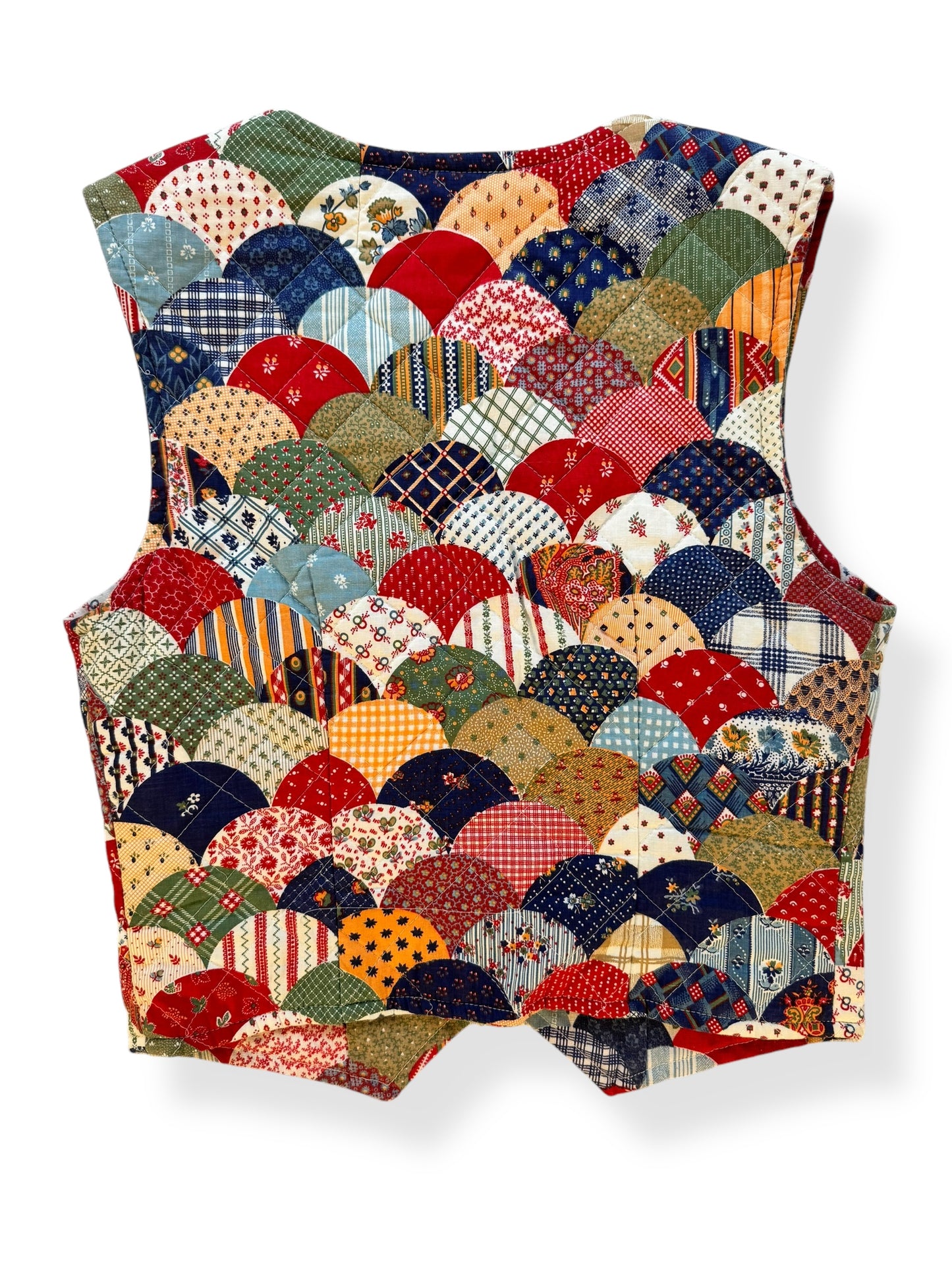 Back view of Vintage Handmade Patchwork Vest M
