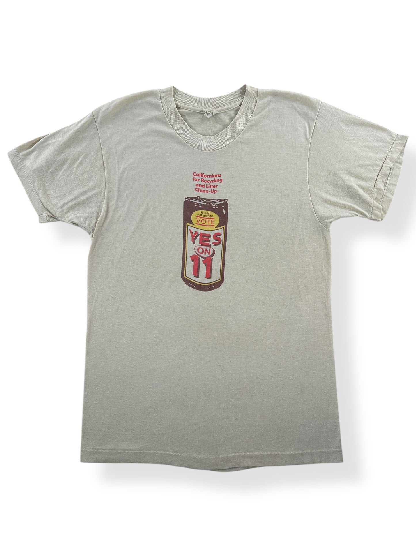 Front of Vintage Yes on 11 California Recycling Tee SZ S