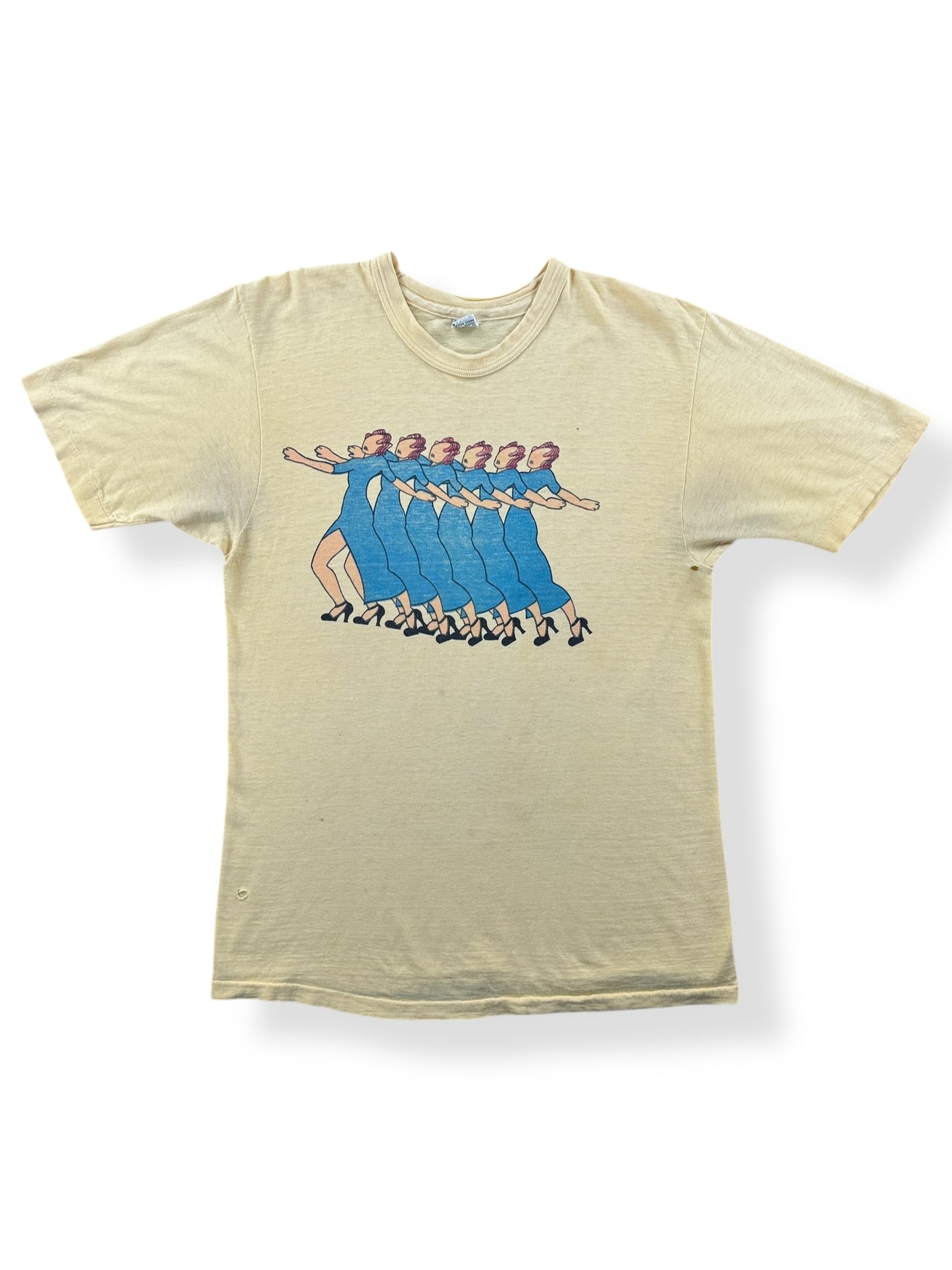 Front of Vintage 70s Era Dancing Ladies Tee SZ M