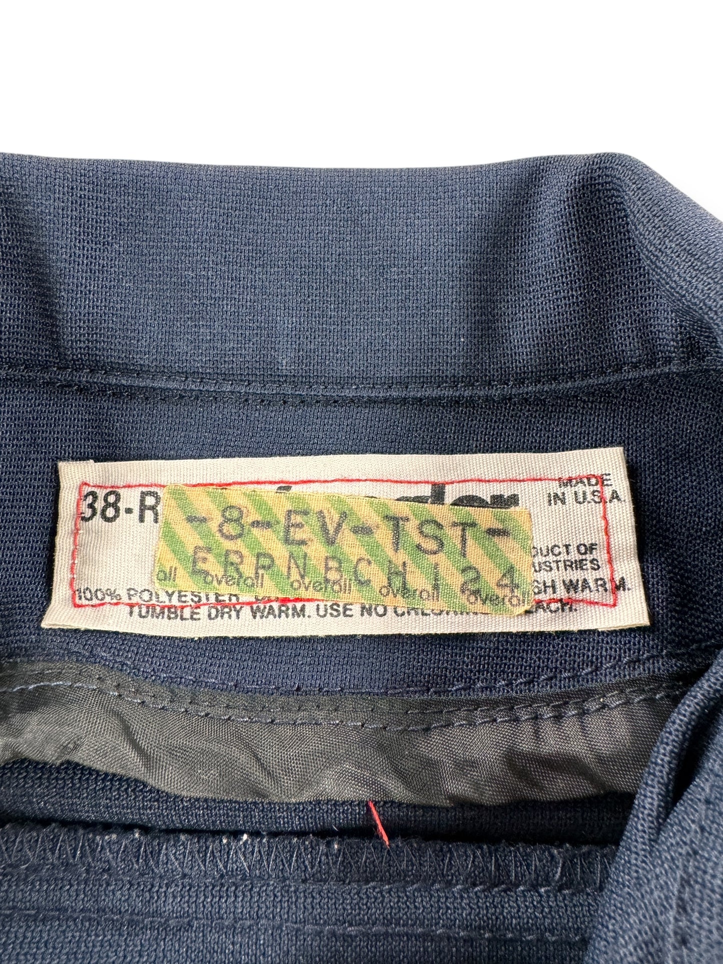 Label on Vintage Wrangler Gas Station Jacket SZ 38