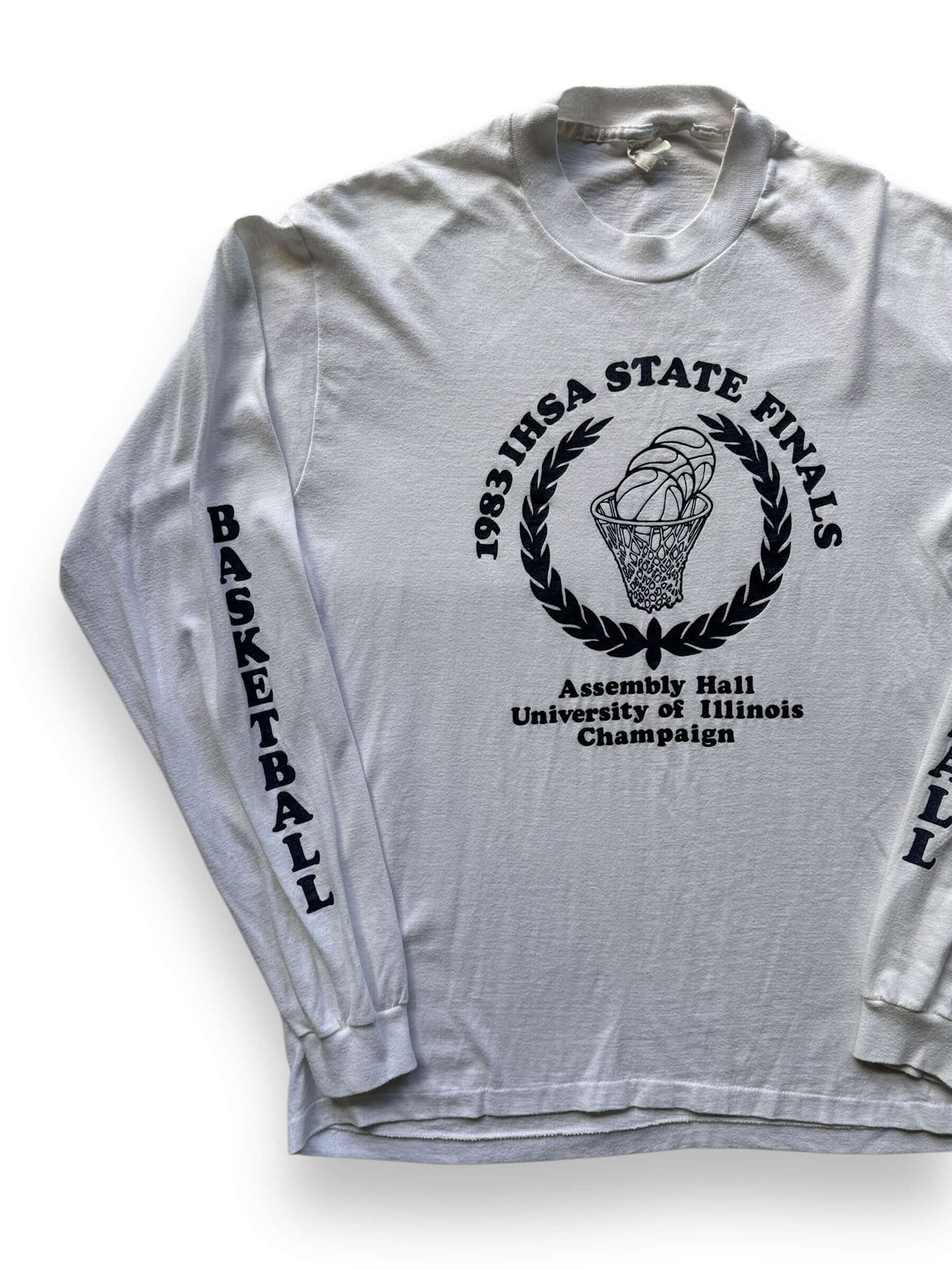 front right of Vintage 1983 IHSA State Finals L/S Tee SZ M