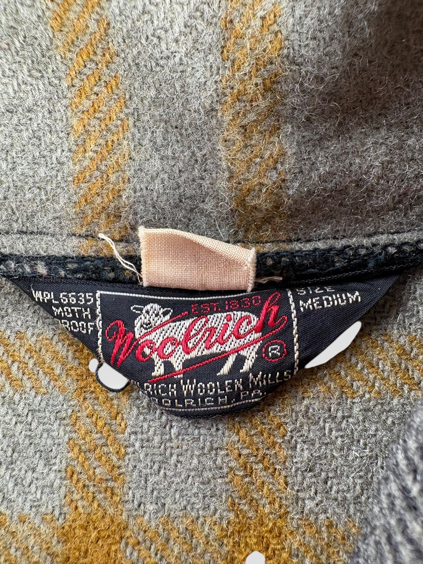 Tag on Vintage Woolrich Plaid Wool Pullover SZ M