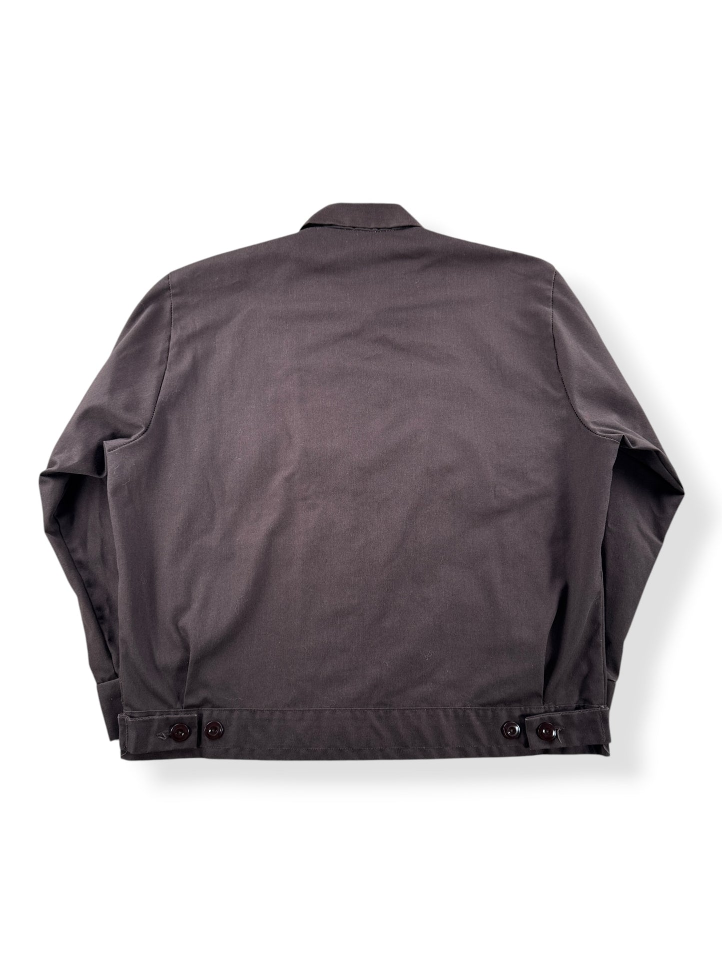 Back of Vintage Brown 2 Pocket Gas Station Jacket SZ M