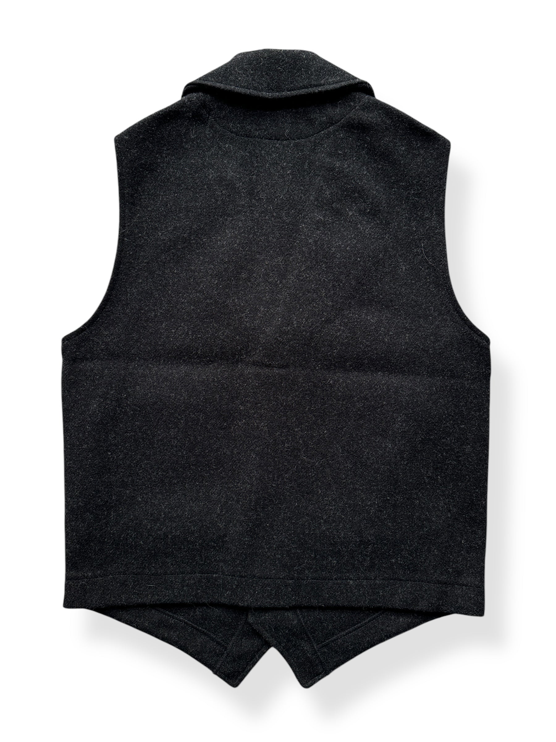 Back of Filson Mackinaw Wool Charcoal Western Vest SZ S