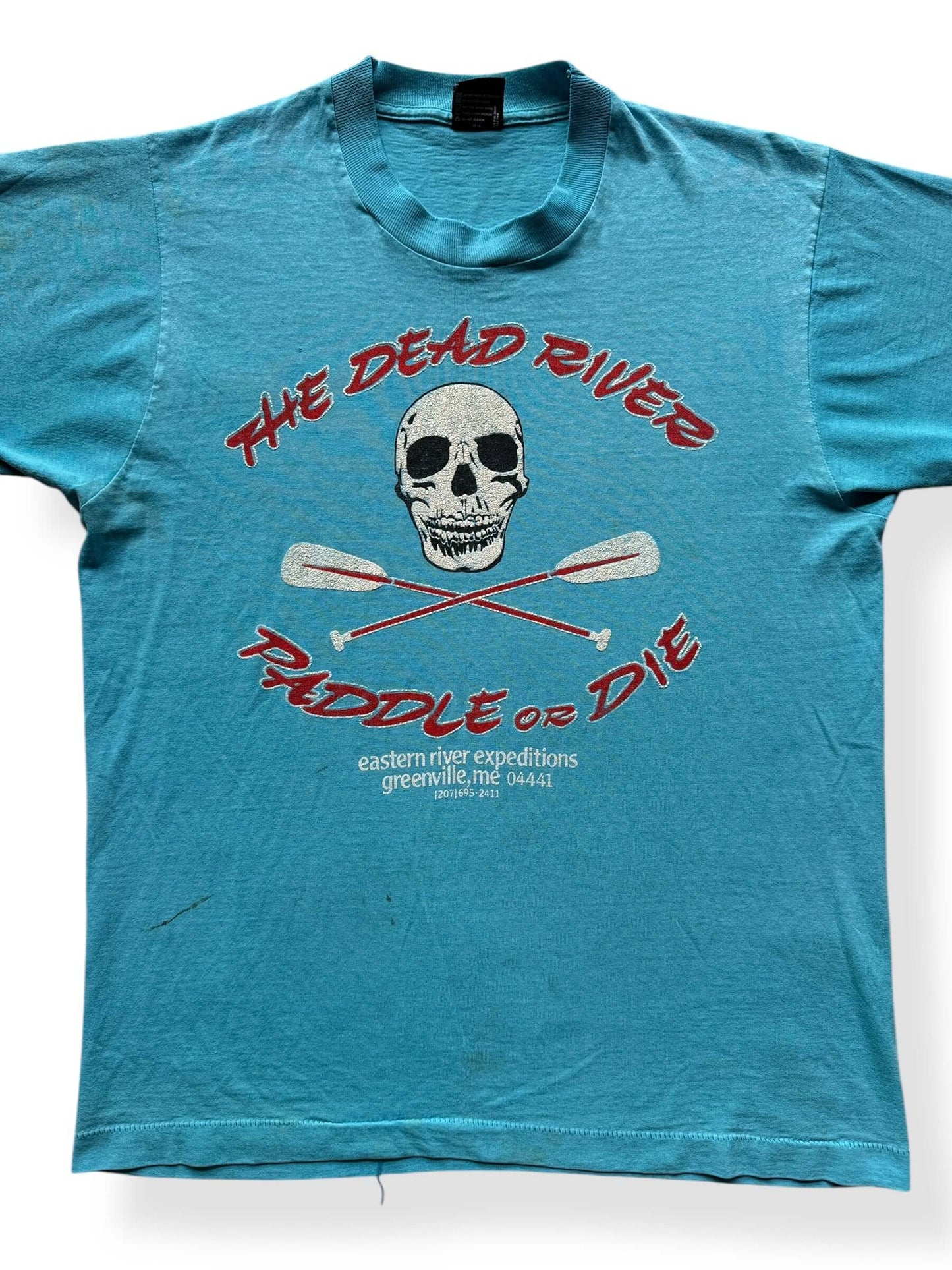 Front Close Up of Vintage Paddle or Die Tee SZ L