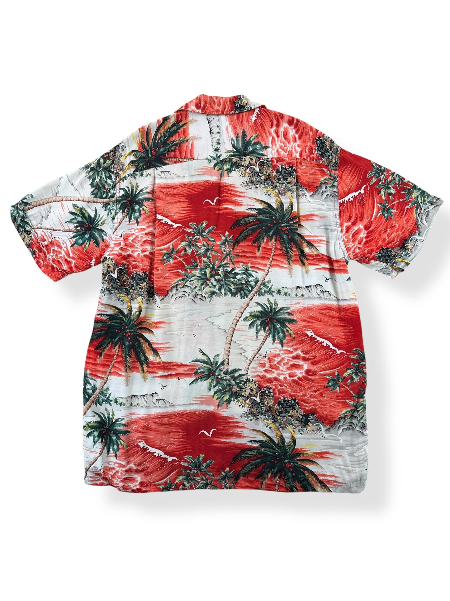 Back of Vintage Penney's Palm Tree Aloha Shirt SZ M