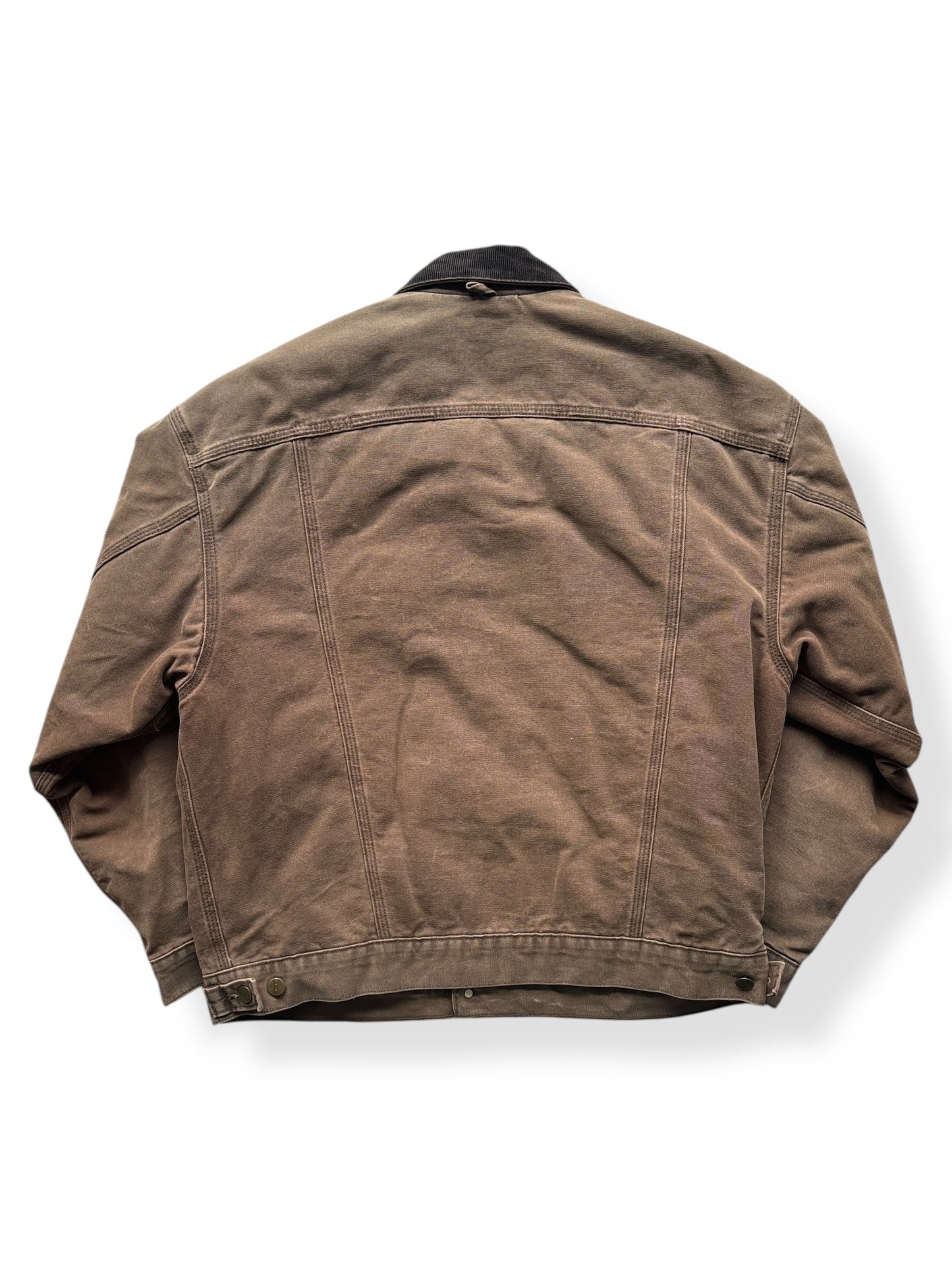Back of Vintage Brown Carhartt Blanket Lined Trucker Jacket SZ L