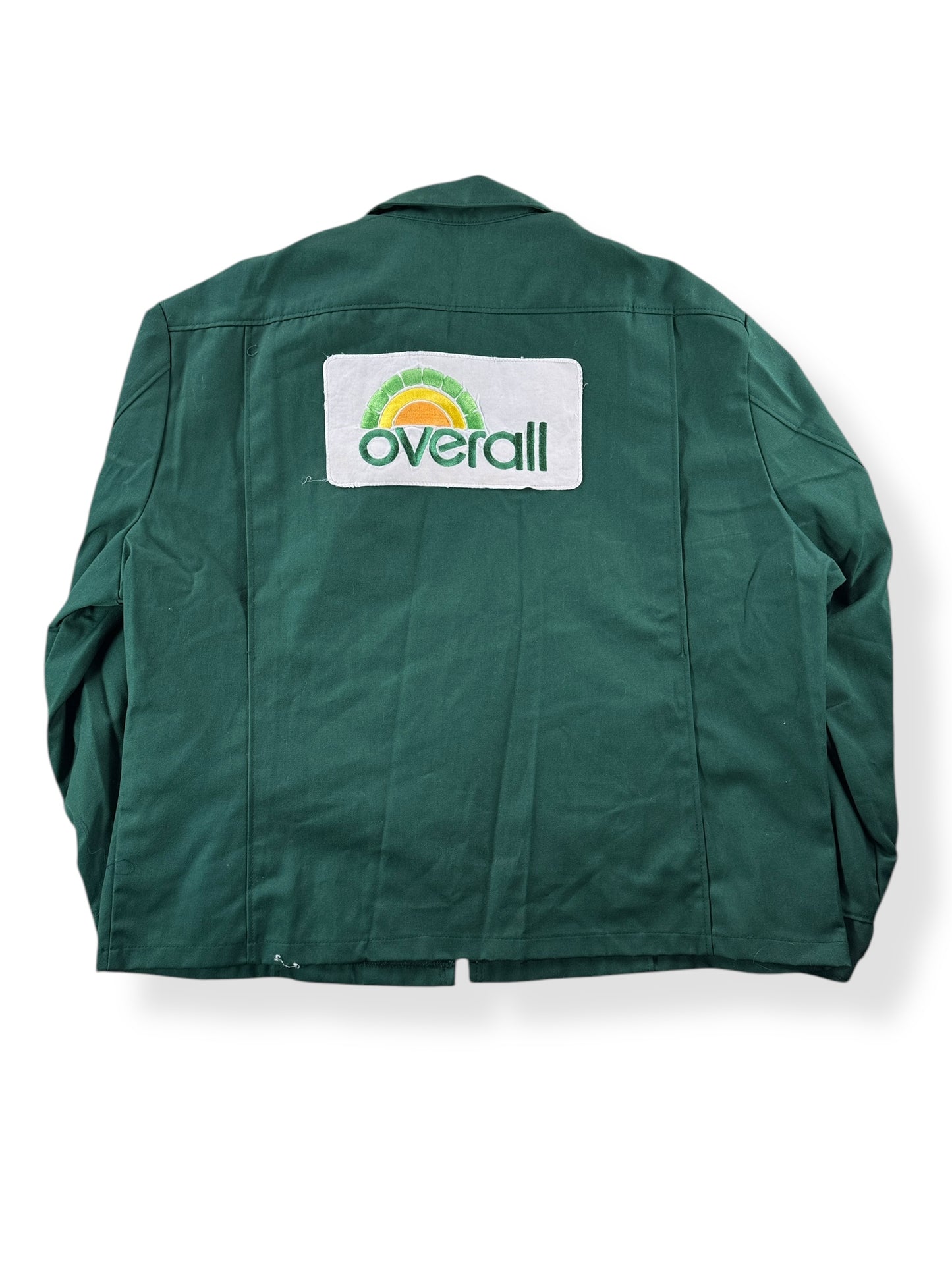 Back of Vintage Green Overall Gas Station Jacket SZ XL