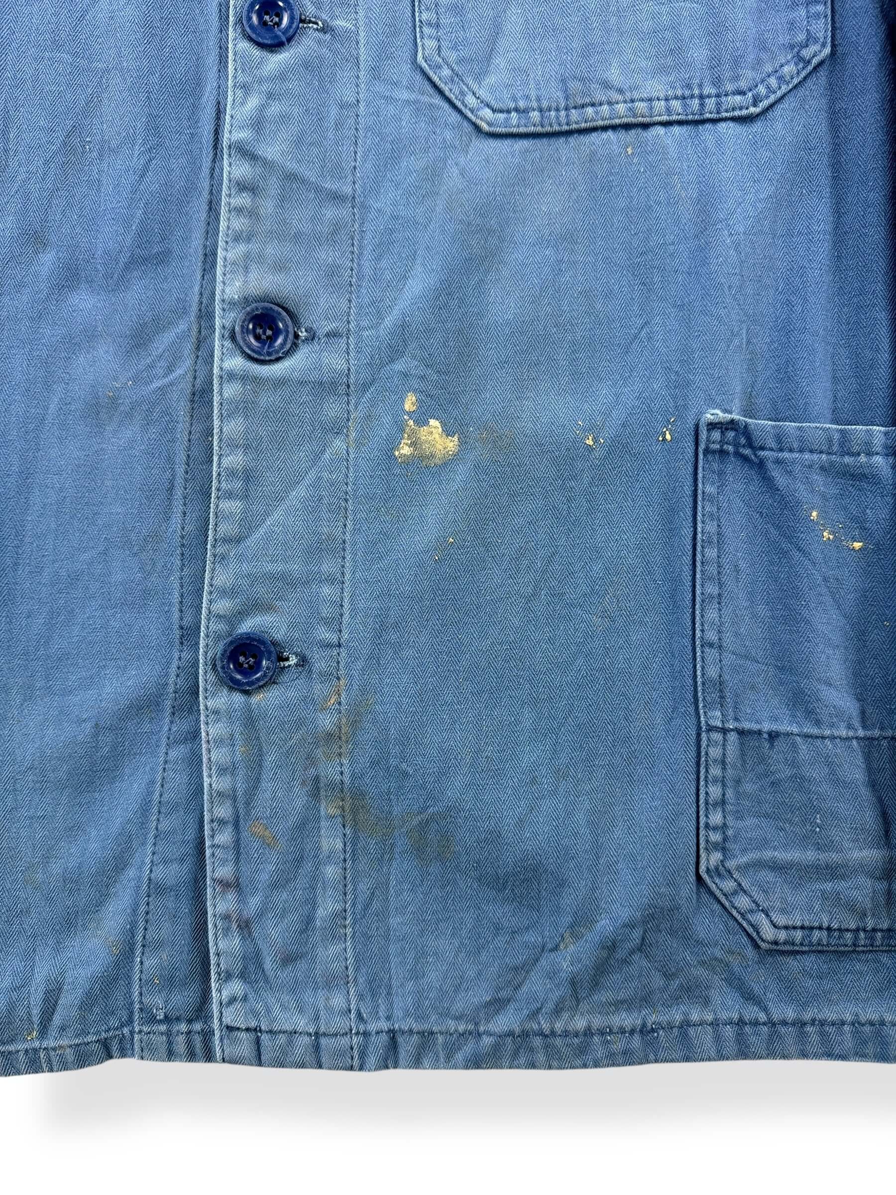 Stain on Vintage Faded HBT French Chore Coat SZ XL