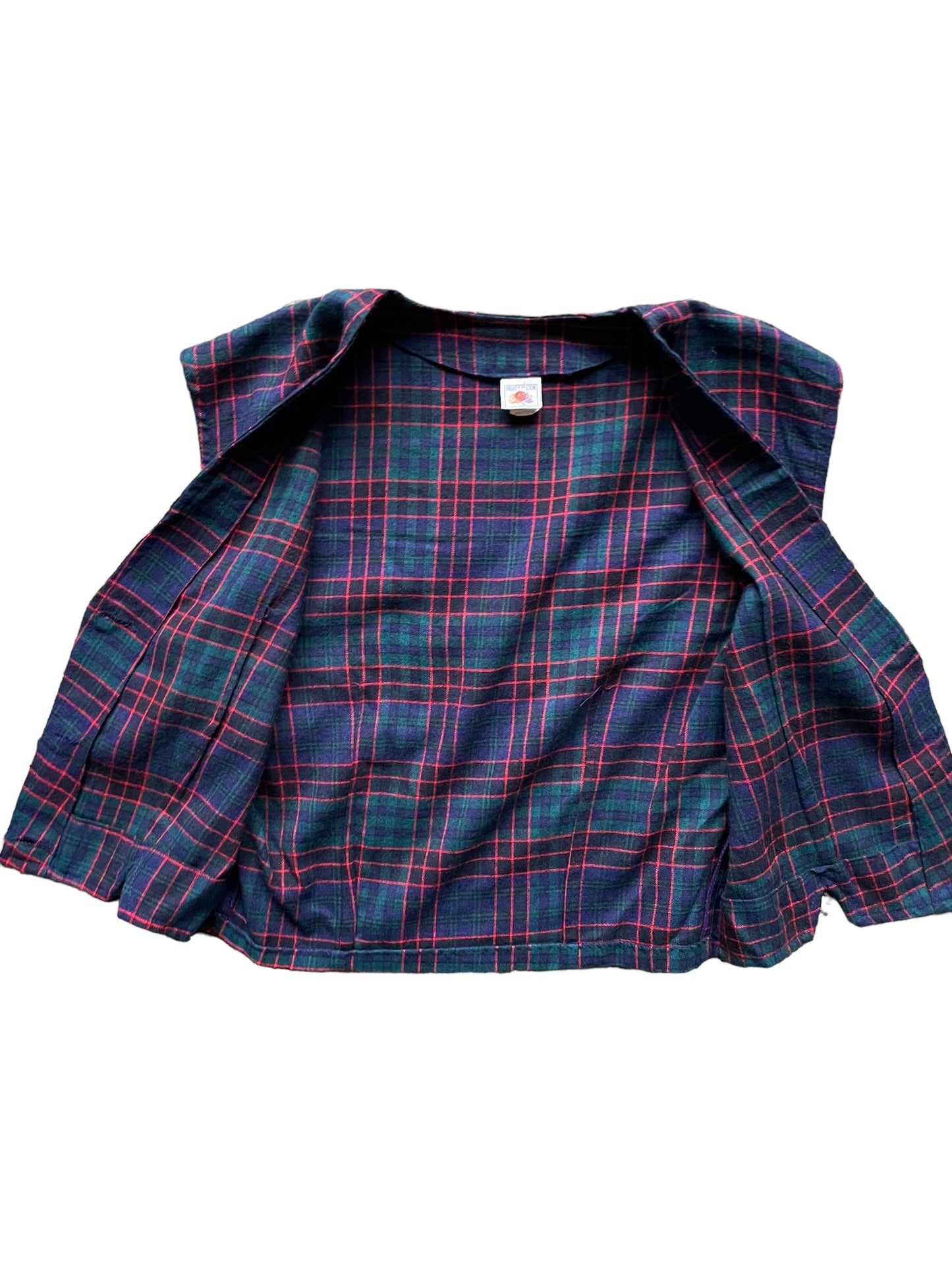 Front open view of Vintage 1950s Fruit of the Loom Plaid Vest | Seattle True Vintage | Barn Owl Vintage Goods