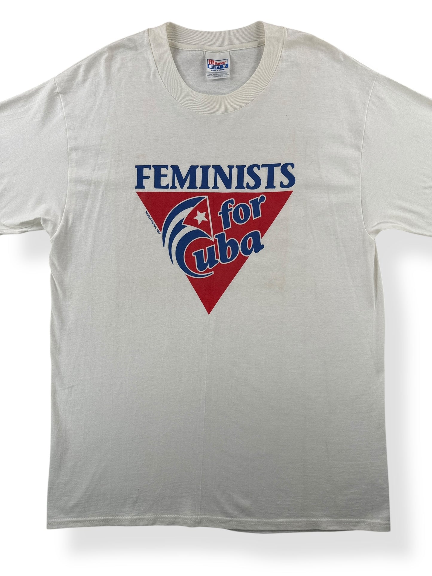 Front Close Up of Vintage Feminists for Cuba Tee SZ L