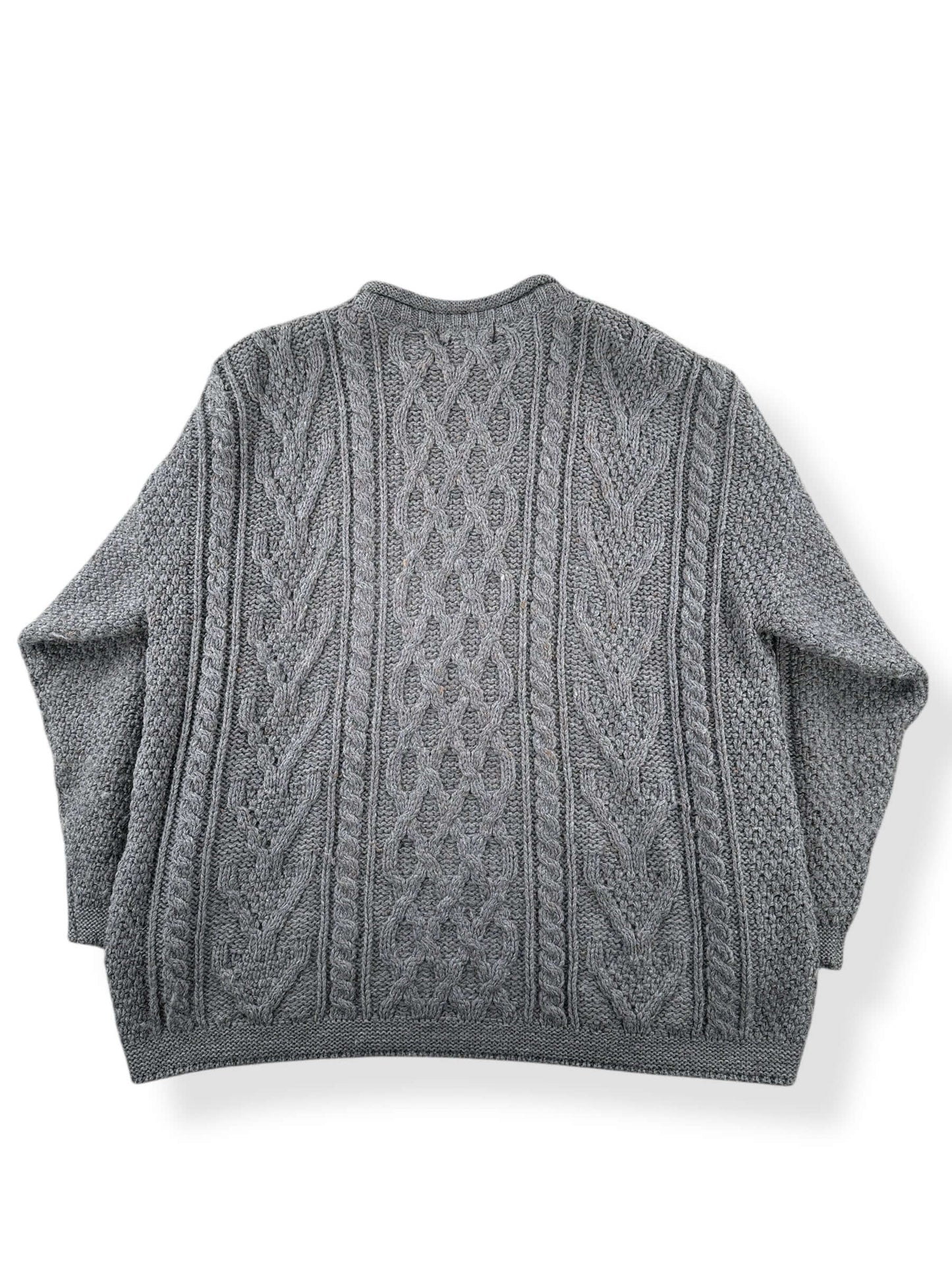Back of Vintage Doogan Grey Irish Wool Fishermans Sweater SZ XL