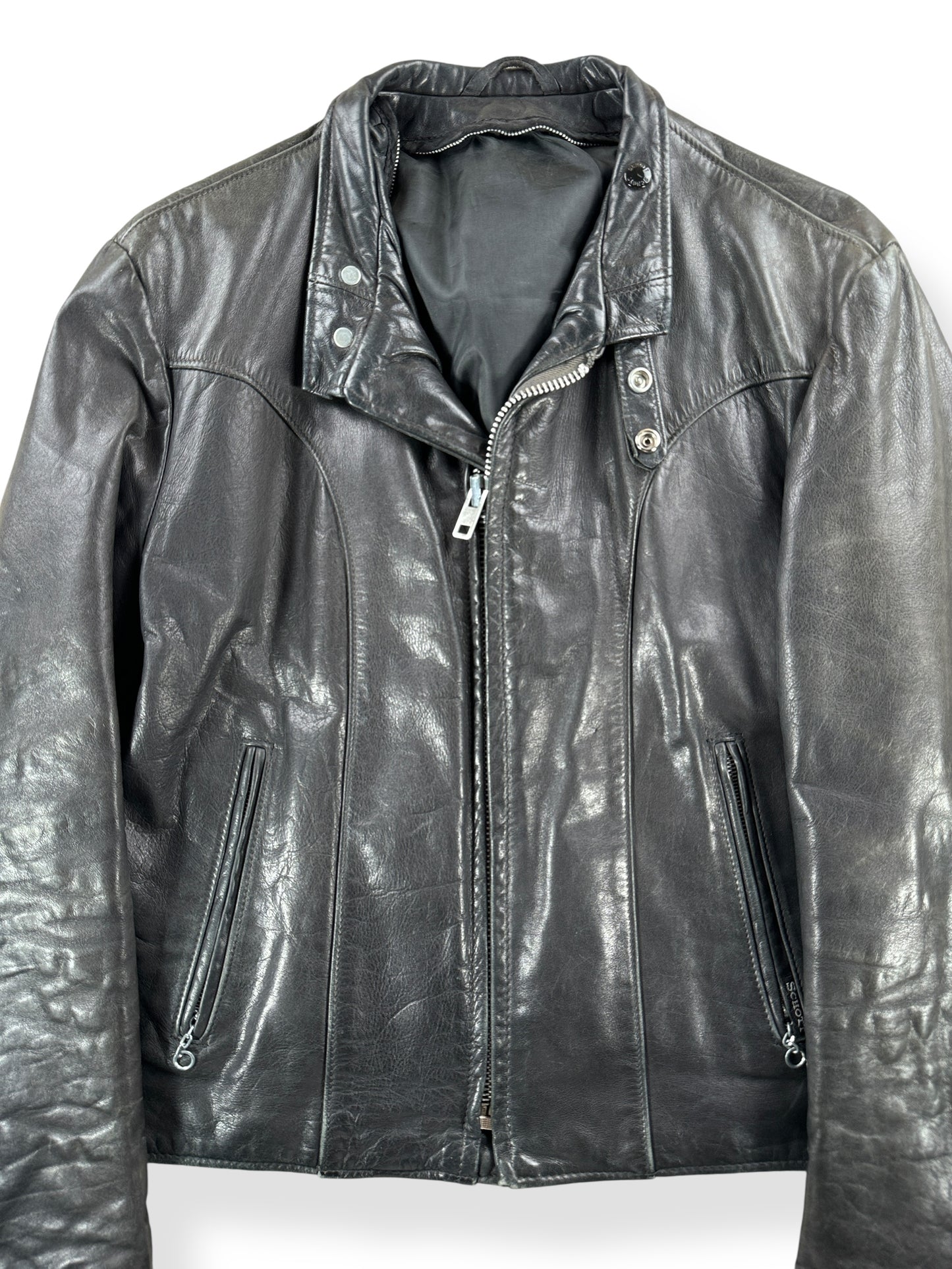 Front Close Up of Vintage Schott Moto Jacket SZ L
