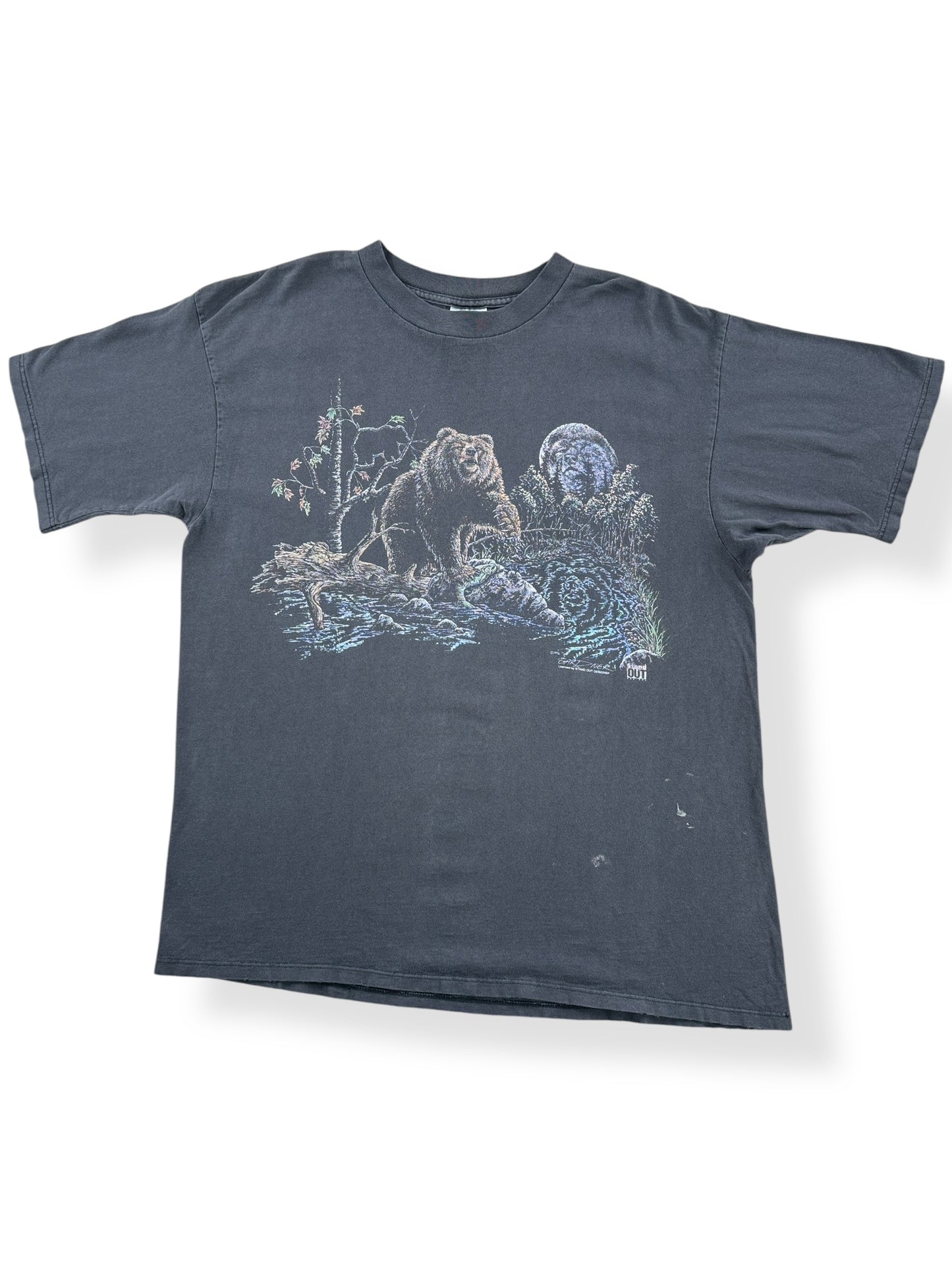 Front of Vintage Faded Bear Nature Tee SZ XL