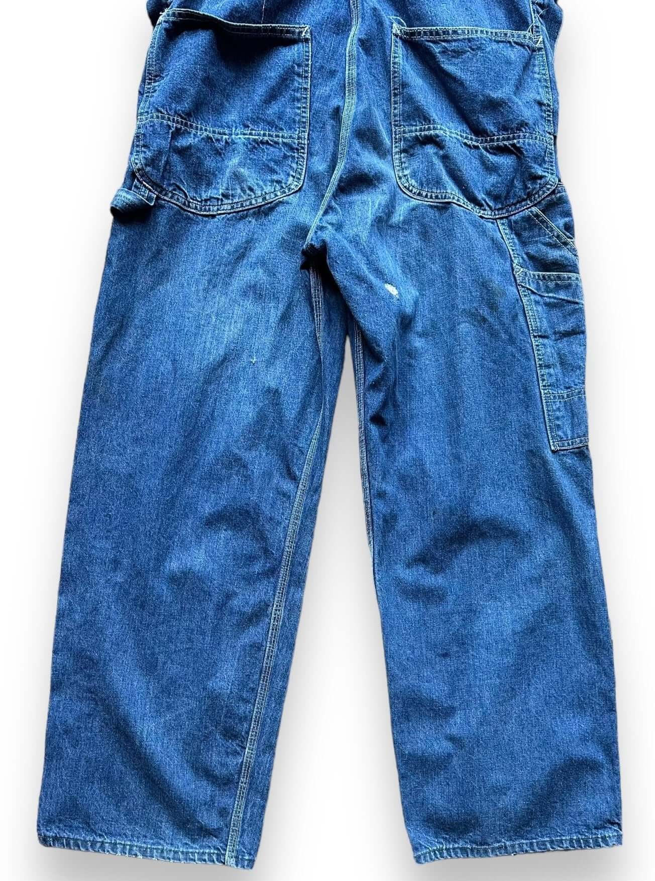 Rear View of Vintage 70's Era Lee Farm Repaired Denim Overalls SZ 34 | Vintage Denim Workwear Seattle | Seattle Vintage Denim