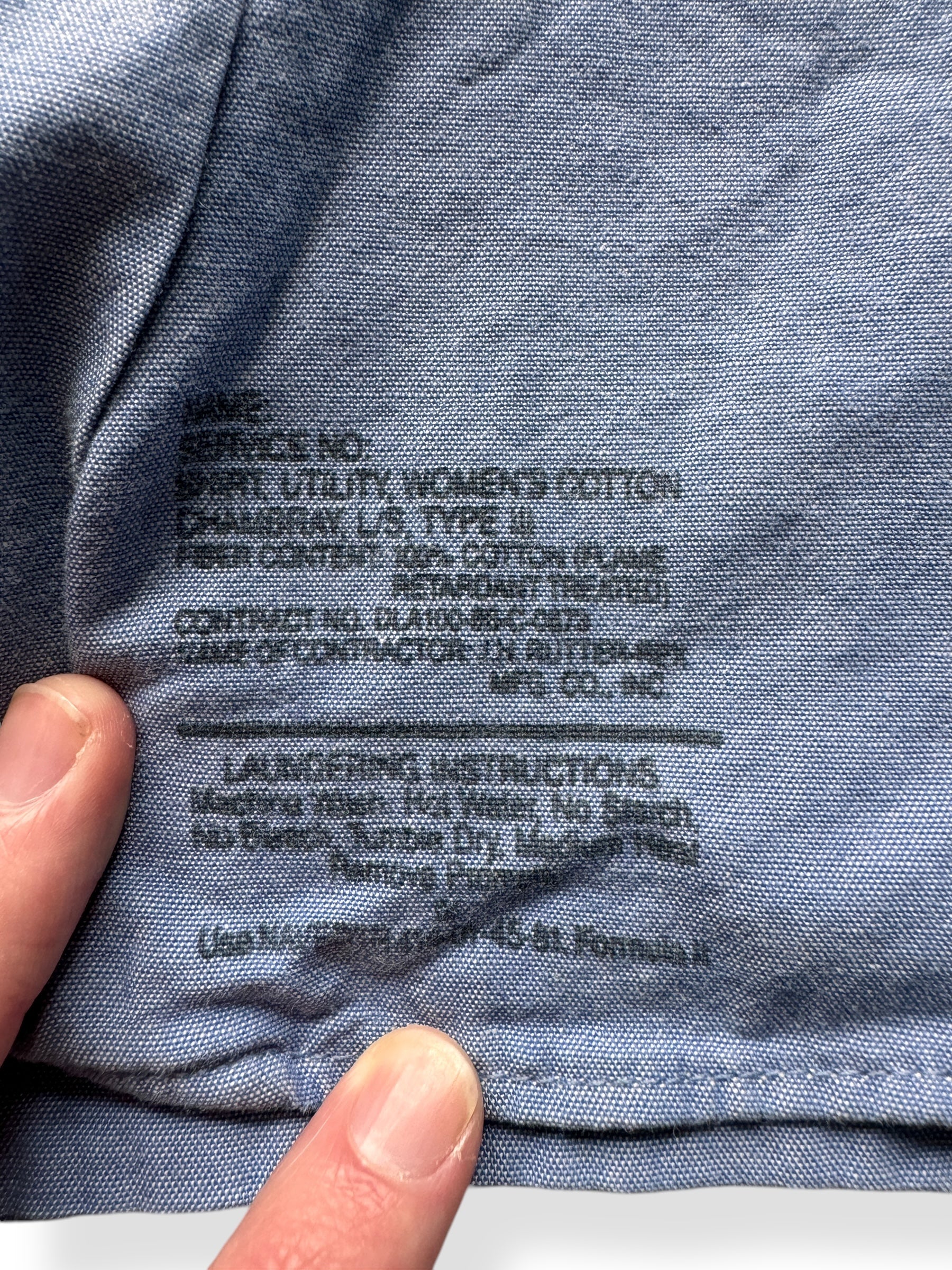 Stencil on Vintage Ladies Stenciled Military Chambray SZ M