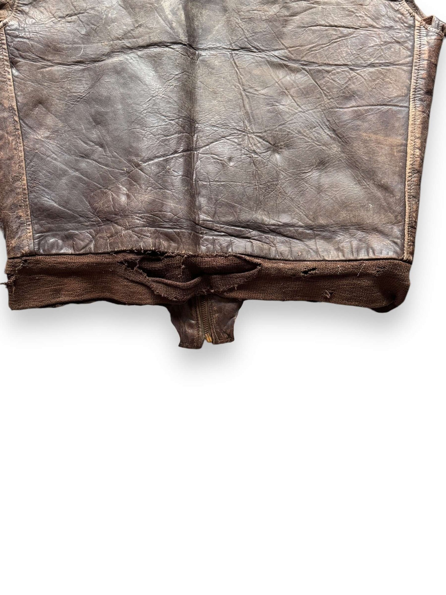 bottom of Vintage Thrashed Hercules Horsehide Leather Jacket SZ M