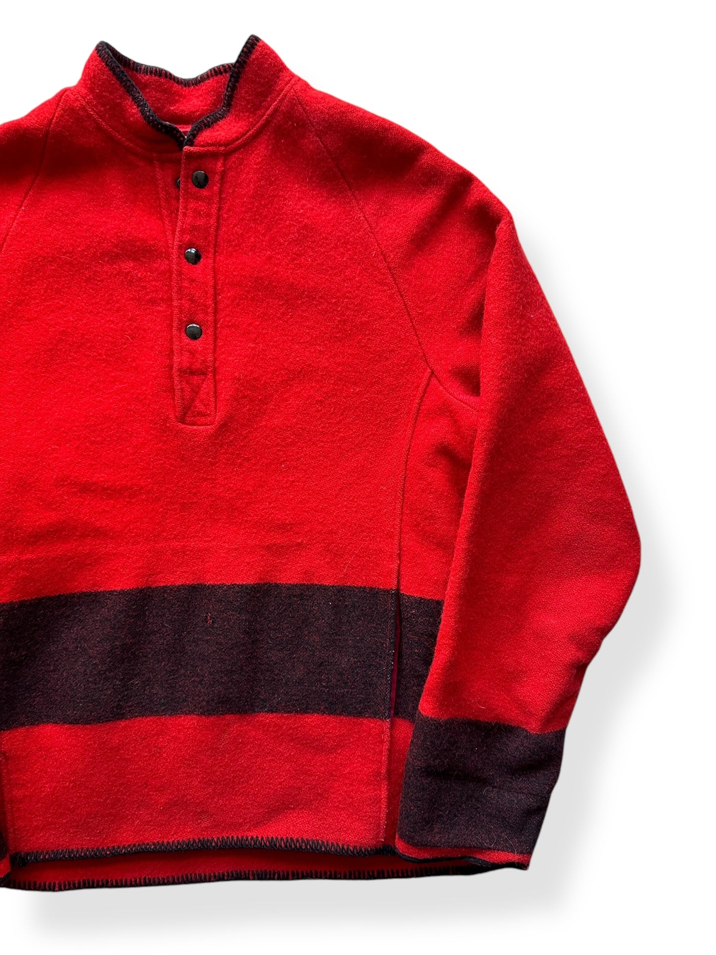 Front Left of Vintage Woolrich Hudson's Bay Blanket Pullover Jacket SZ L
