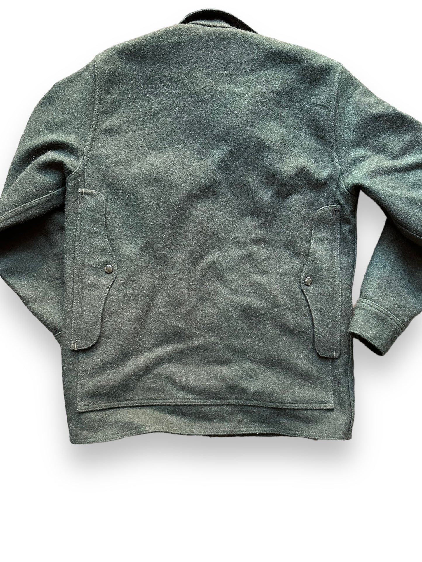 Rear Detail on Filson Forest Green Mackinaw Cruiser SZ 42 |  Filson Cruiser Seattle | Vintage Workwear Seattle