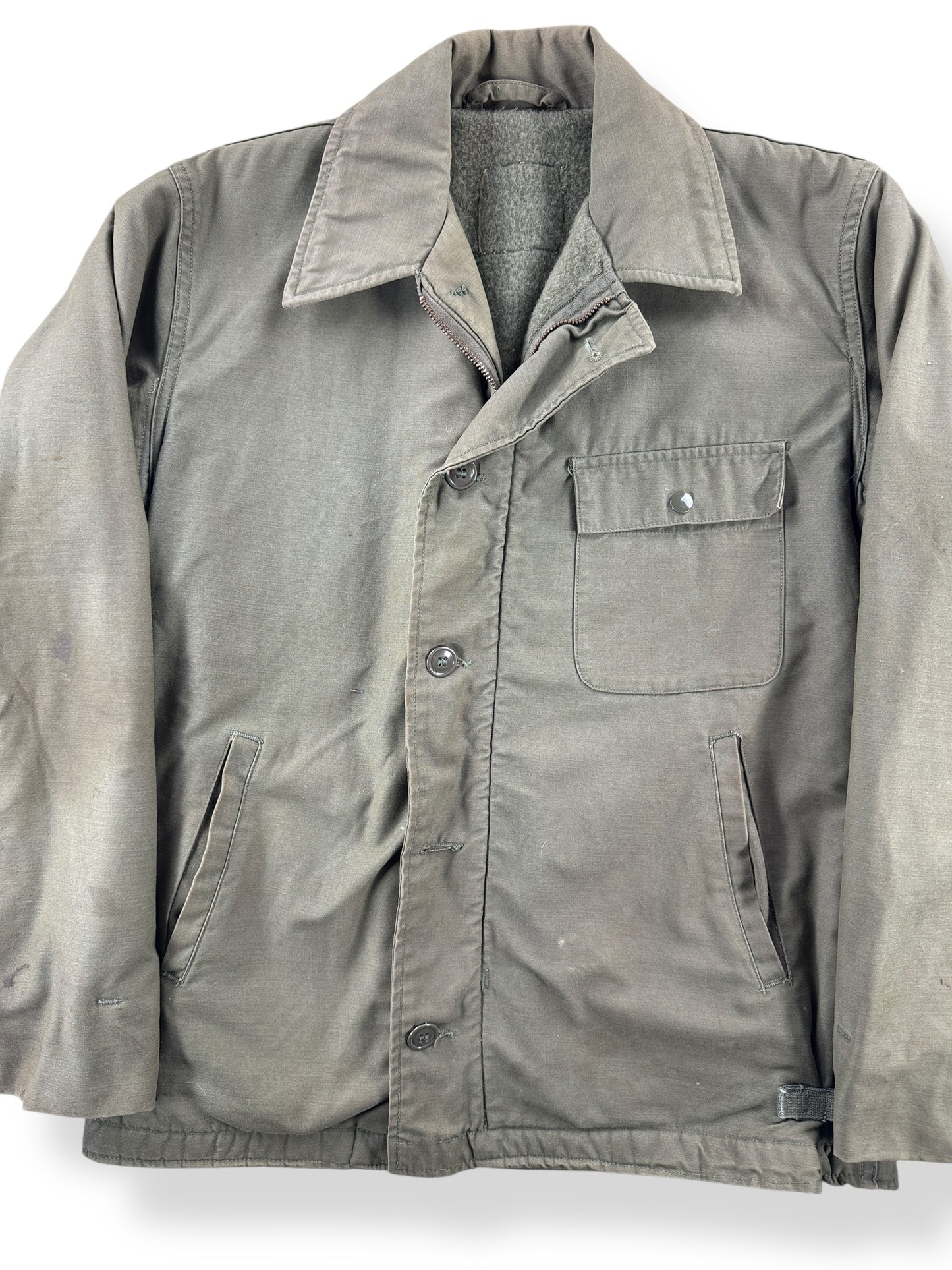 Front Close Up of Vintage A-2 Deck Jacket SZ L AS IS