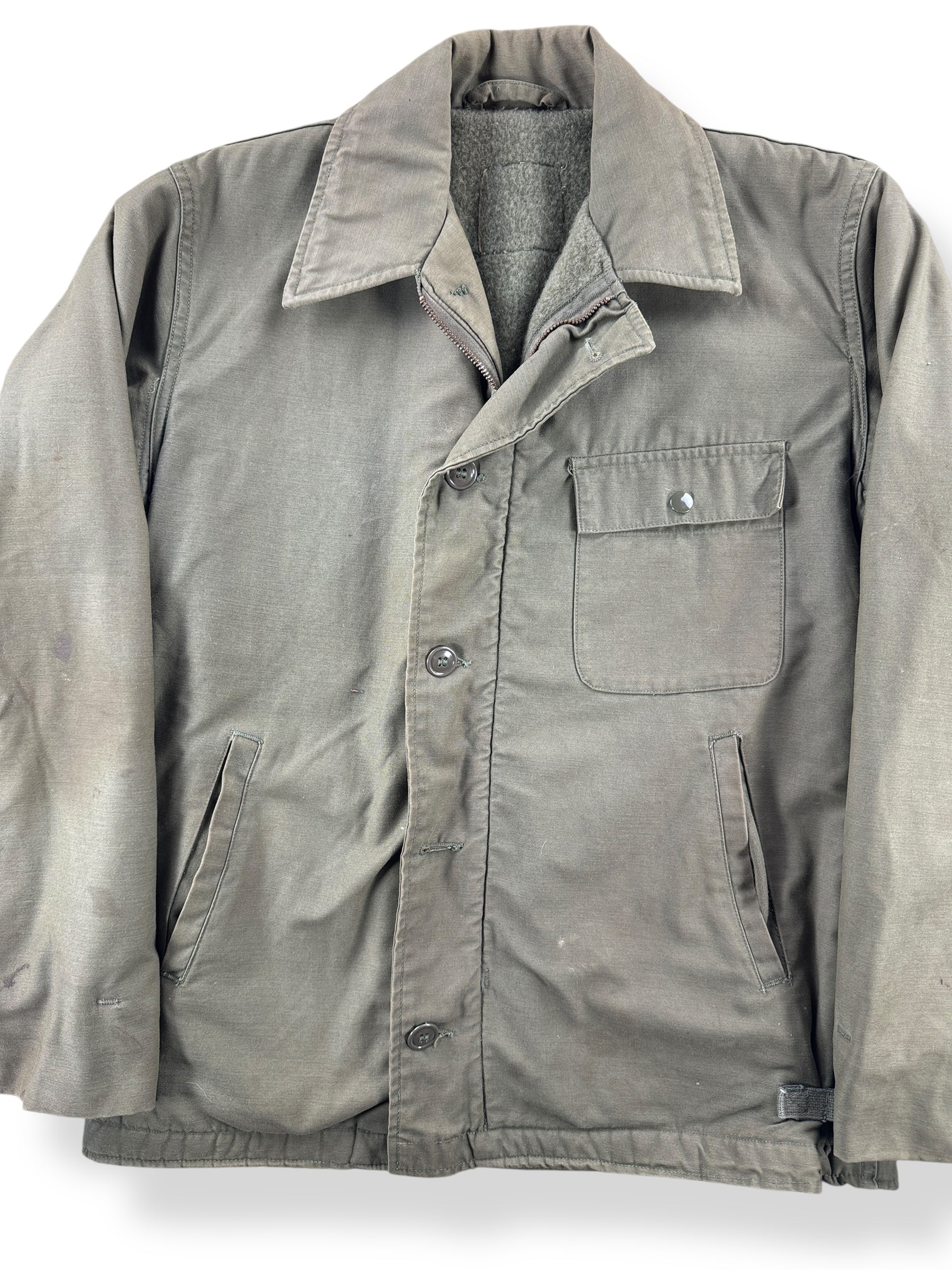 Front Close Up of Vintage A-2 Deck Jacket SZ L AS IS
