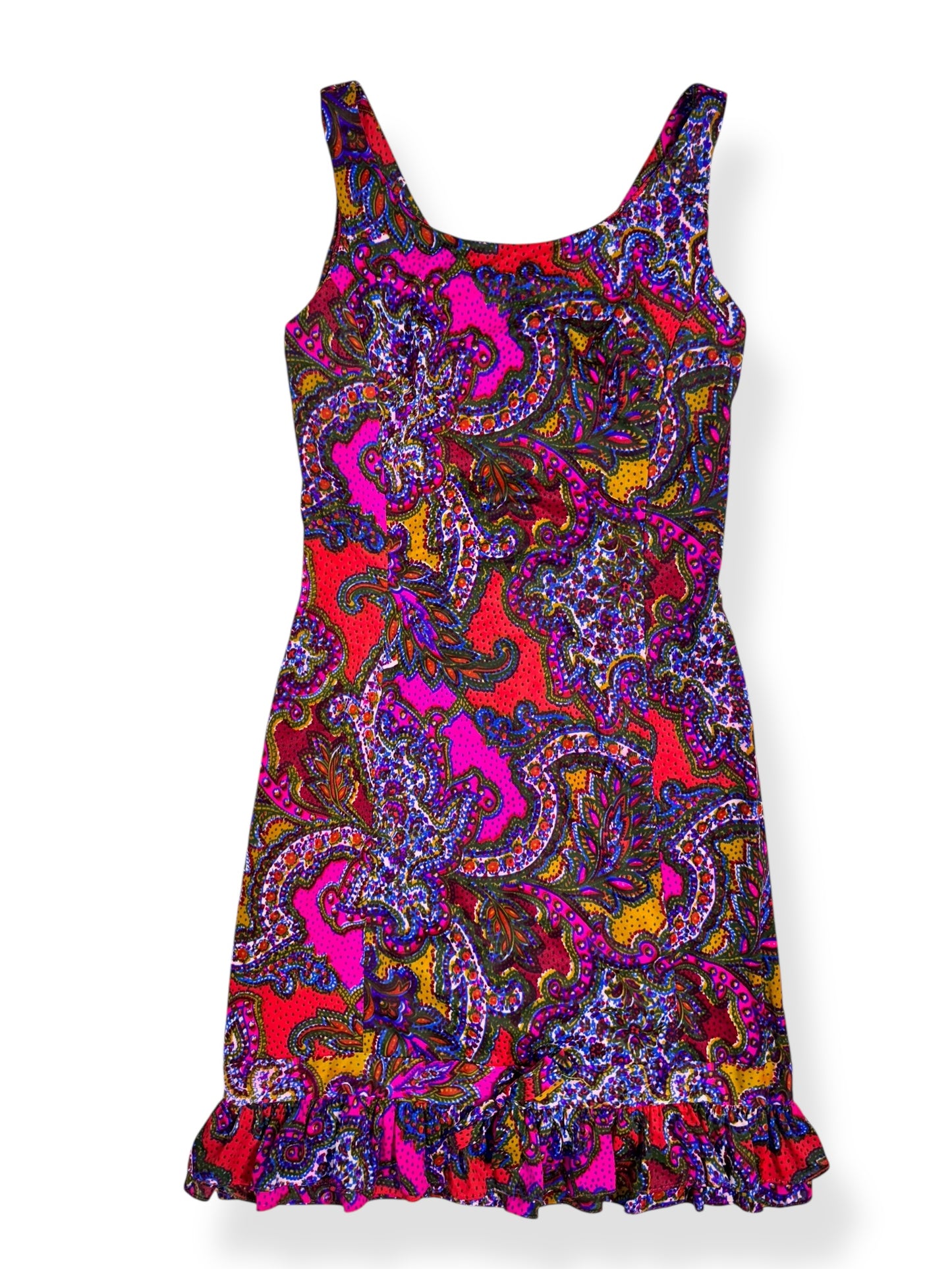 1960s Pink Paisley Mini Dress S