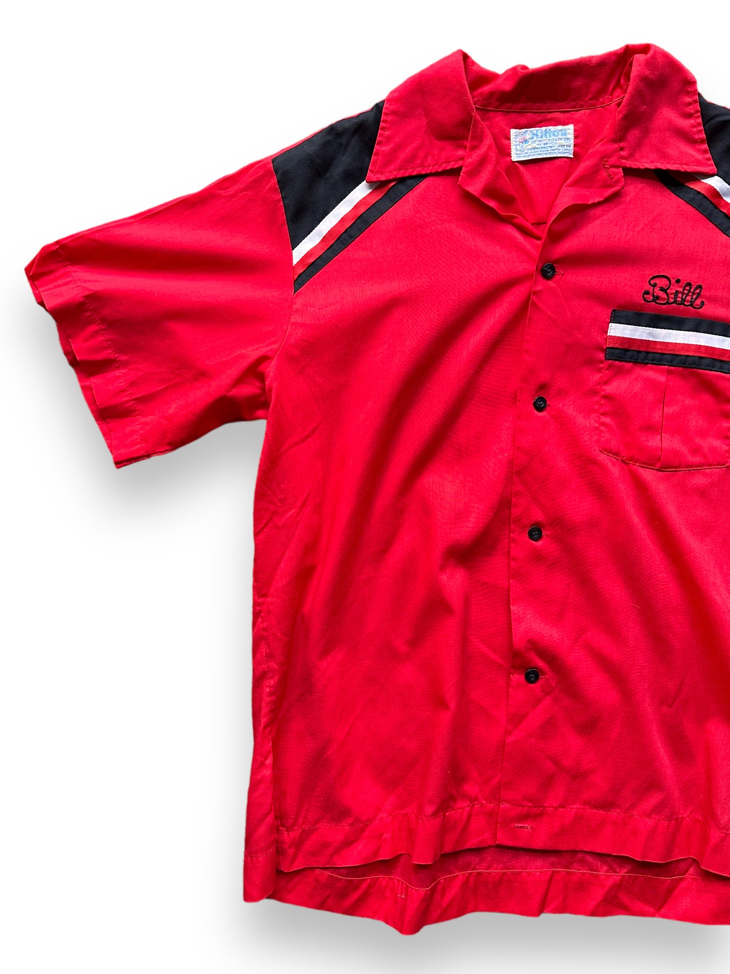 Front Right View of Vintage Kalispell Gem Rays Chainstitched Bowling Shirt SZ M | Vintage Bowling Shirt Seattle | Barn Owl Vintage Clothing Seattle