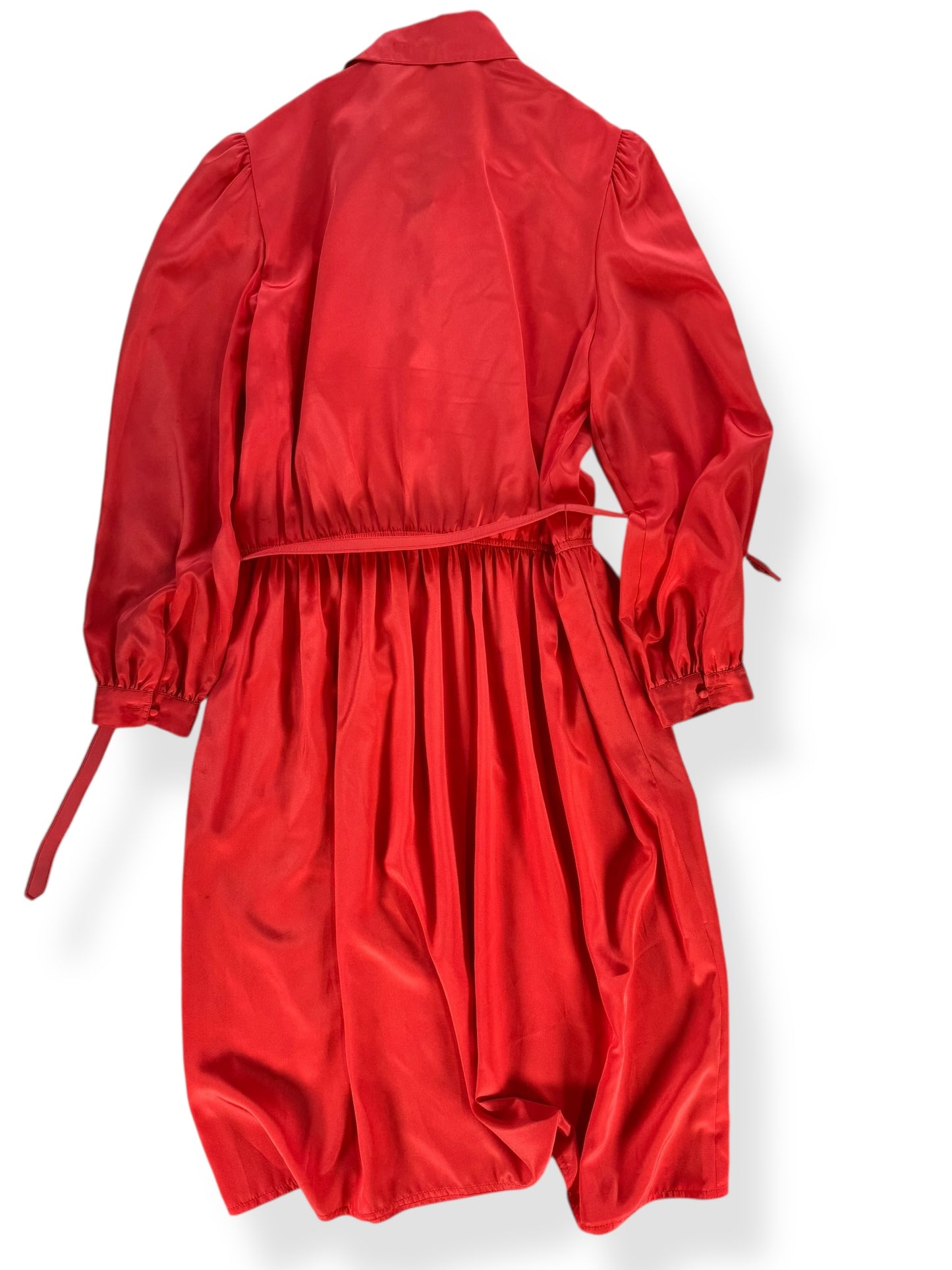 1970s Clement Laird Coral Polyester Dress L-XL