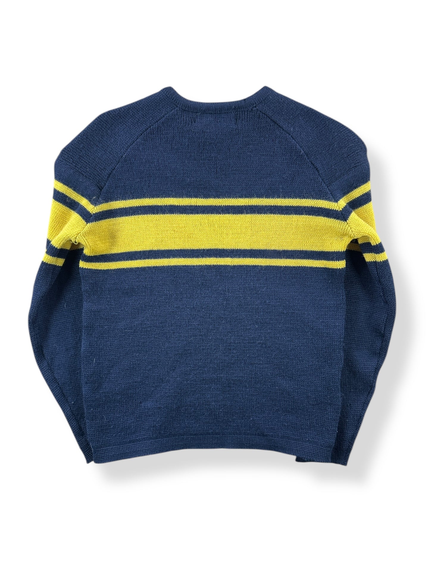 Back of Vintage Navy & Yellow Demetre Seattle Wool Ski Sweater SZ Kids M (Fits XS)