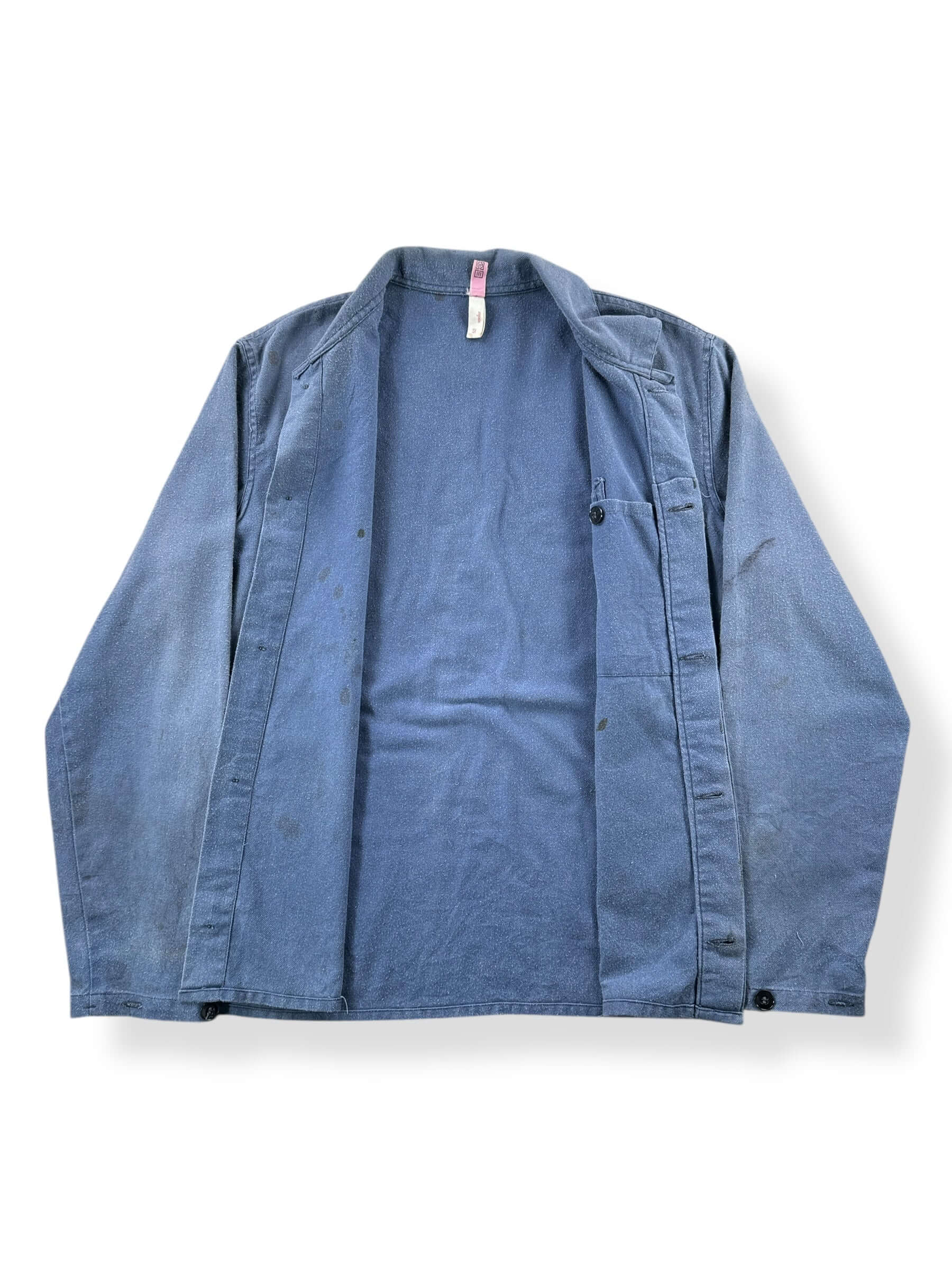 Inside of Vintage Faded French Work Blouse SZ L