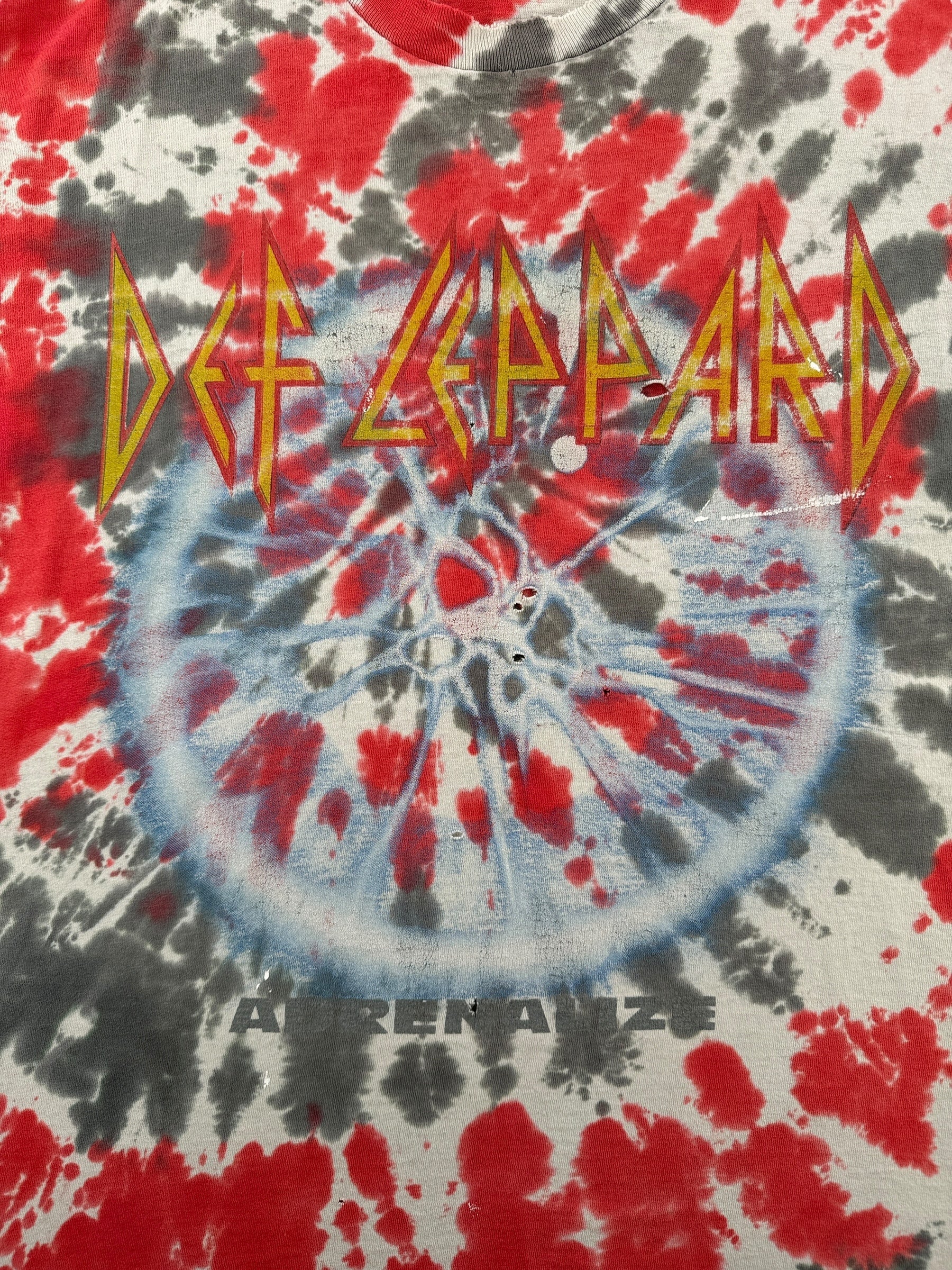 Front Graphic of Vintage Def Leppard Tie Dye Tee SZ XL